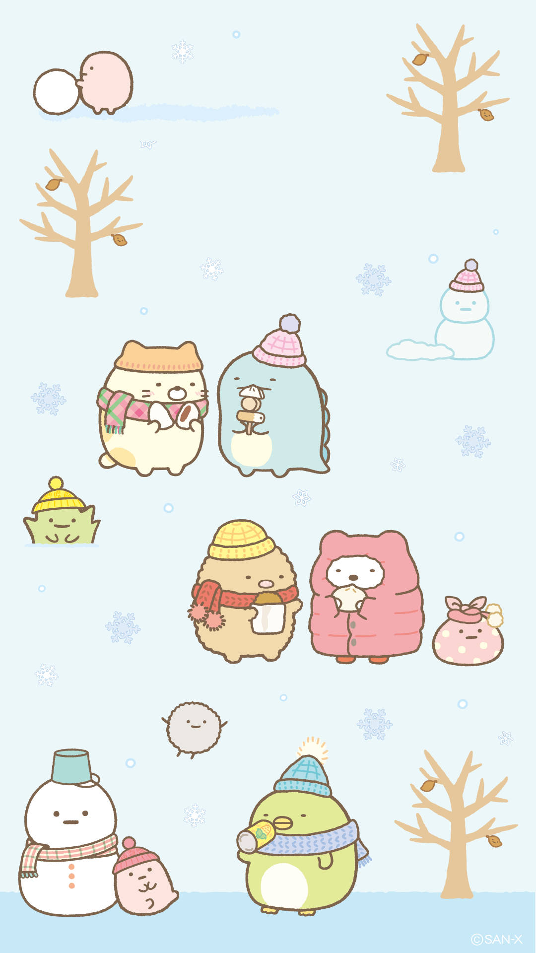 Персонажі Sumikko Gurashi взимку кавай шпалери