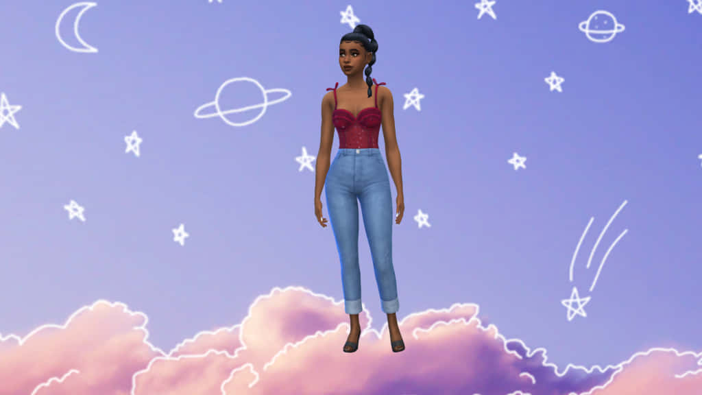 Зірки, Місяць, Космічний фон Sims 4 Cas Шпалери