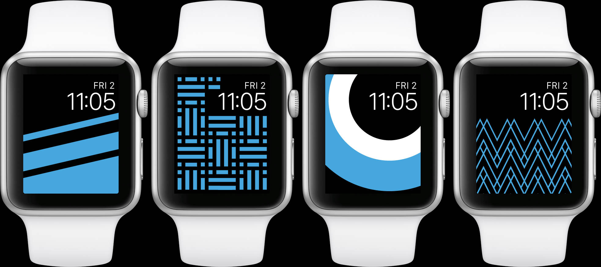 Интерфейсы Apple Watch в синей тематике Шпалери