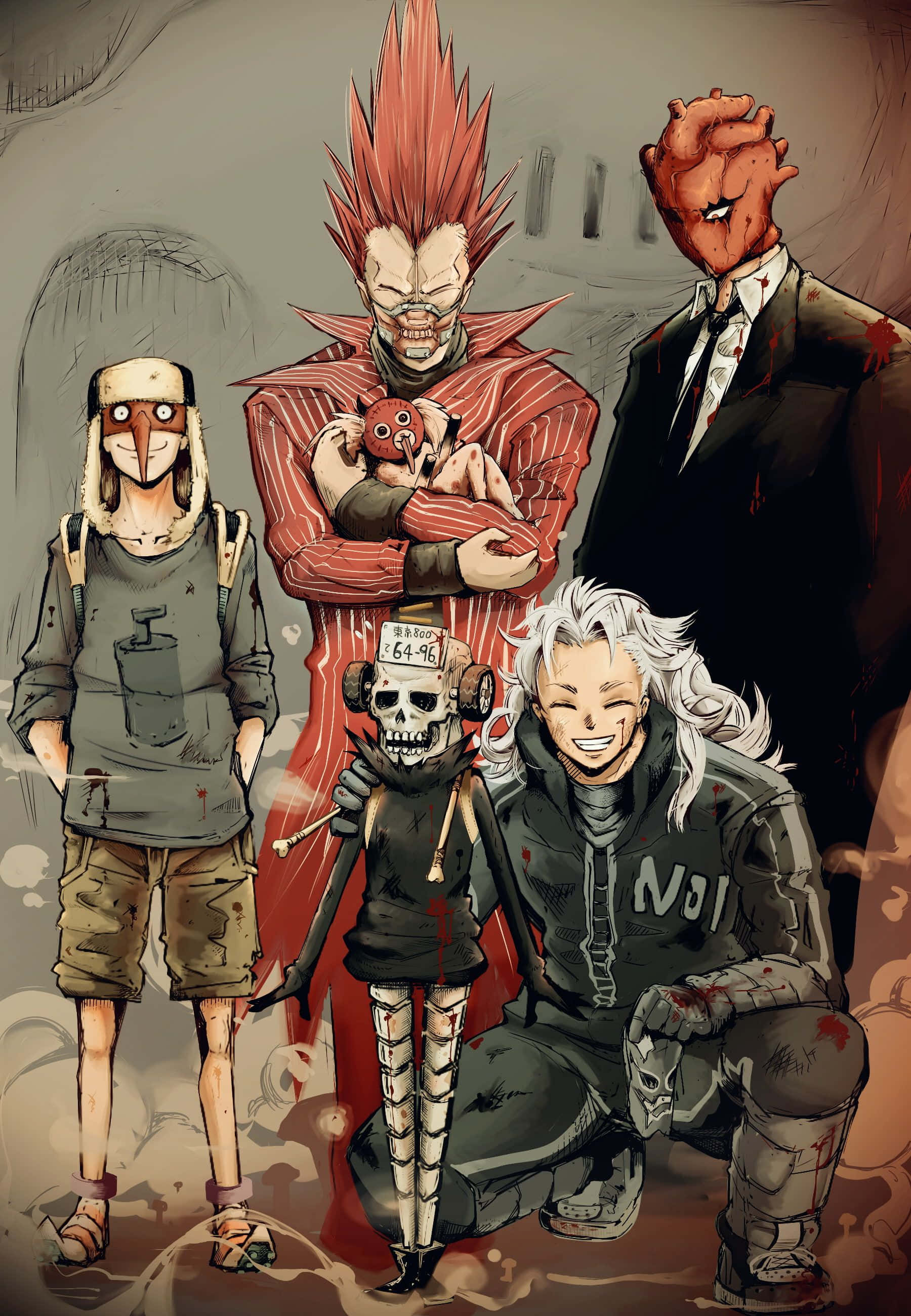 Кайман, главный герой Dorohedoro, готовый встретить своих врагов Шпалери