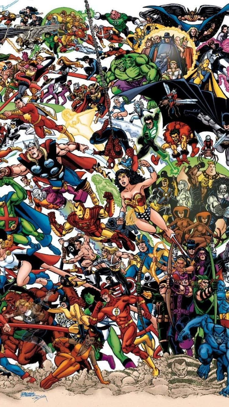 Колаж супергероїв DC та Marvel Шпалери