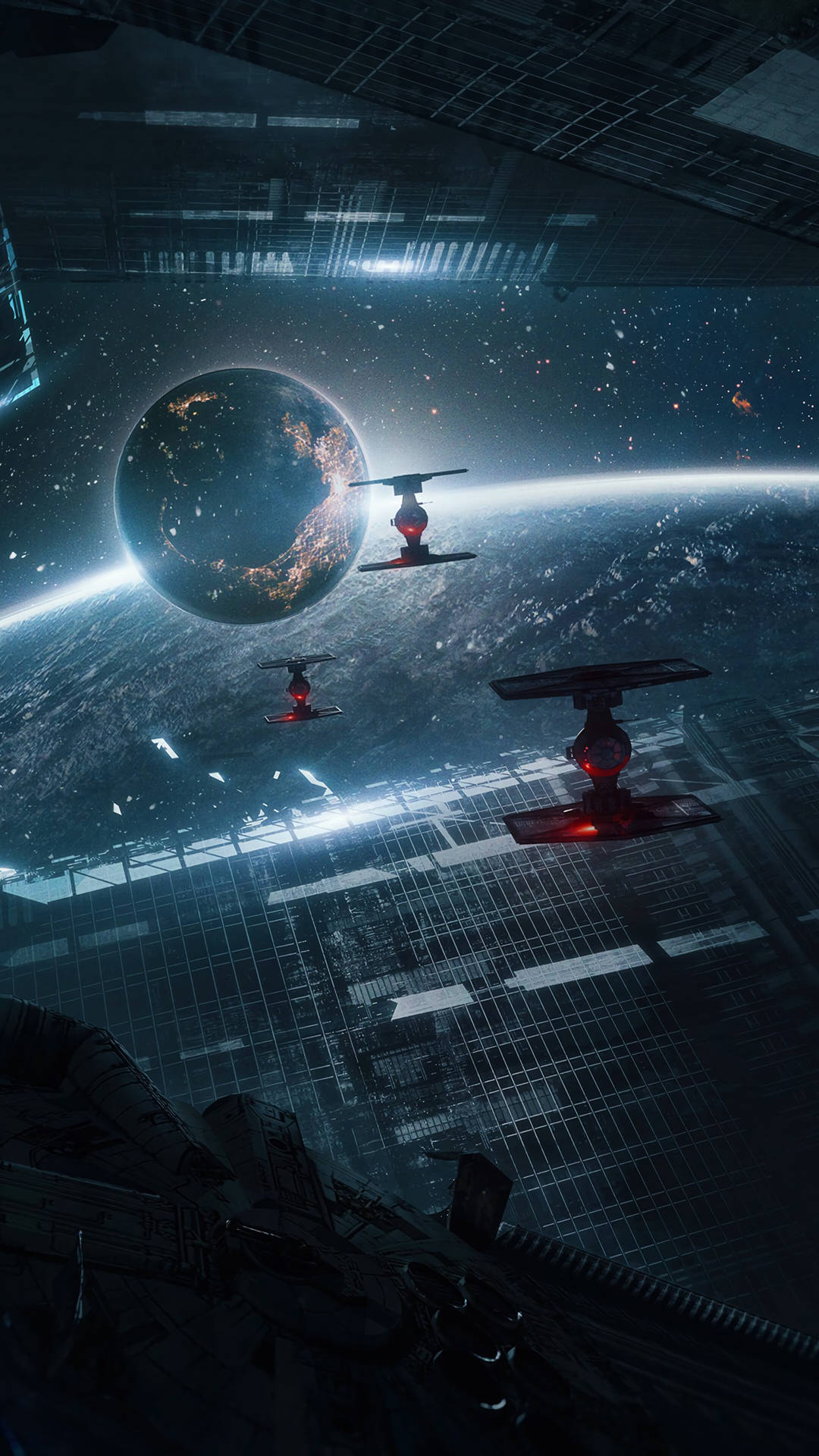 Космос із винищувачами TIE 4K для телефону — Космос гіф Шпалери