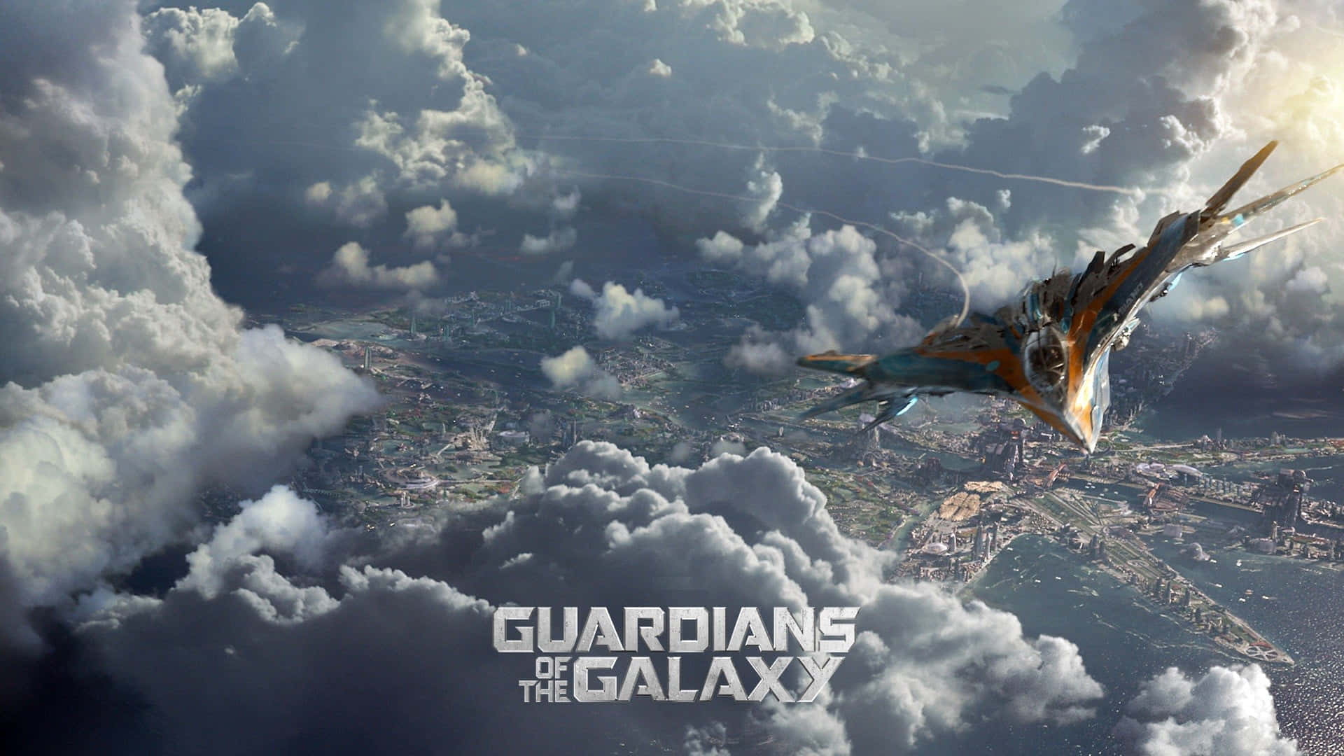 Космічний корабель Мілано Вартових Галактики Marvel Шпалери