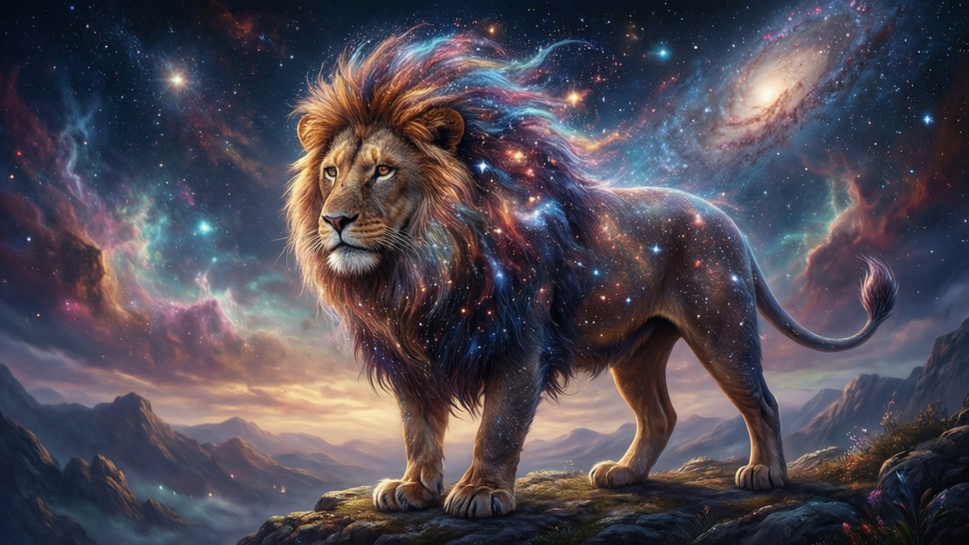 Космічний скелястий лев Шпалери