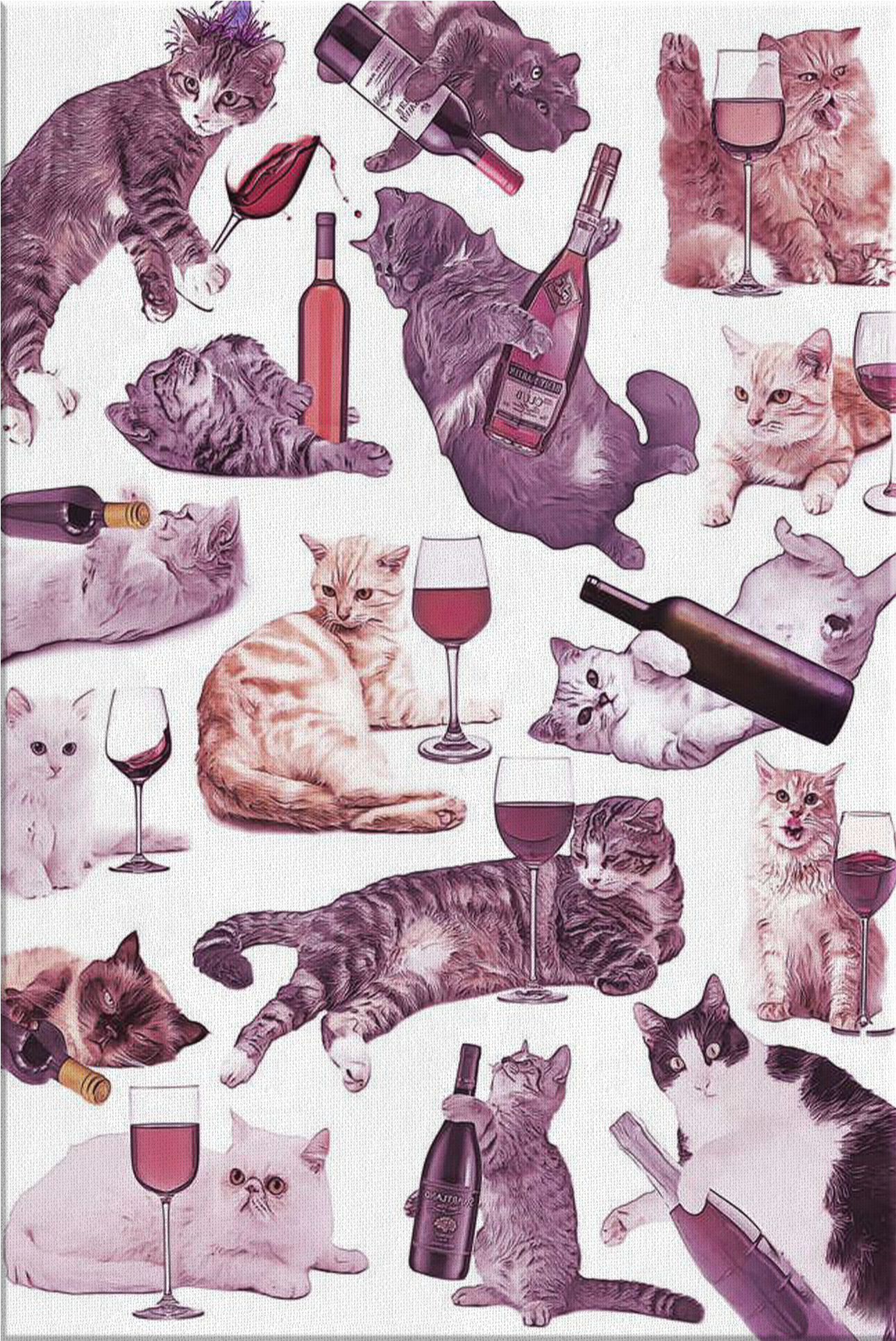 Коти та вино Шпалери