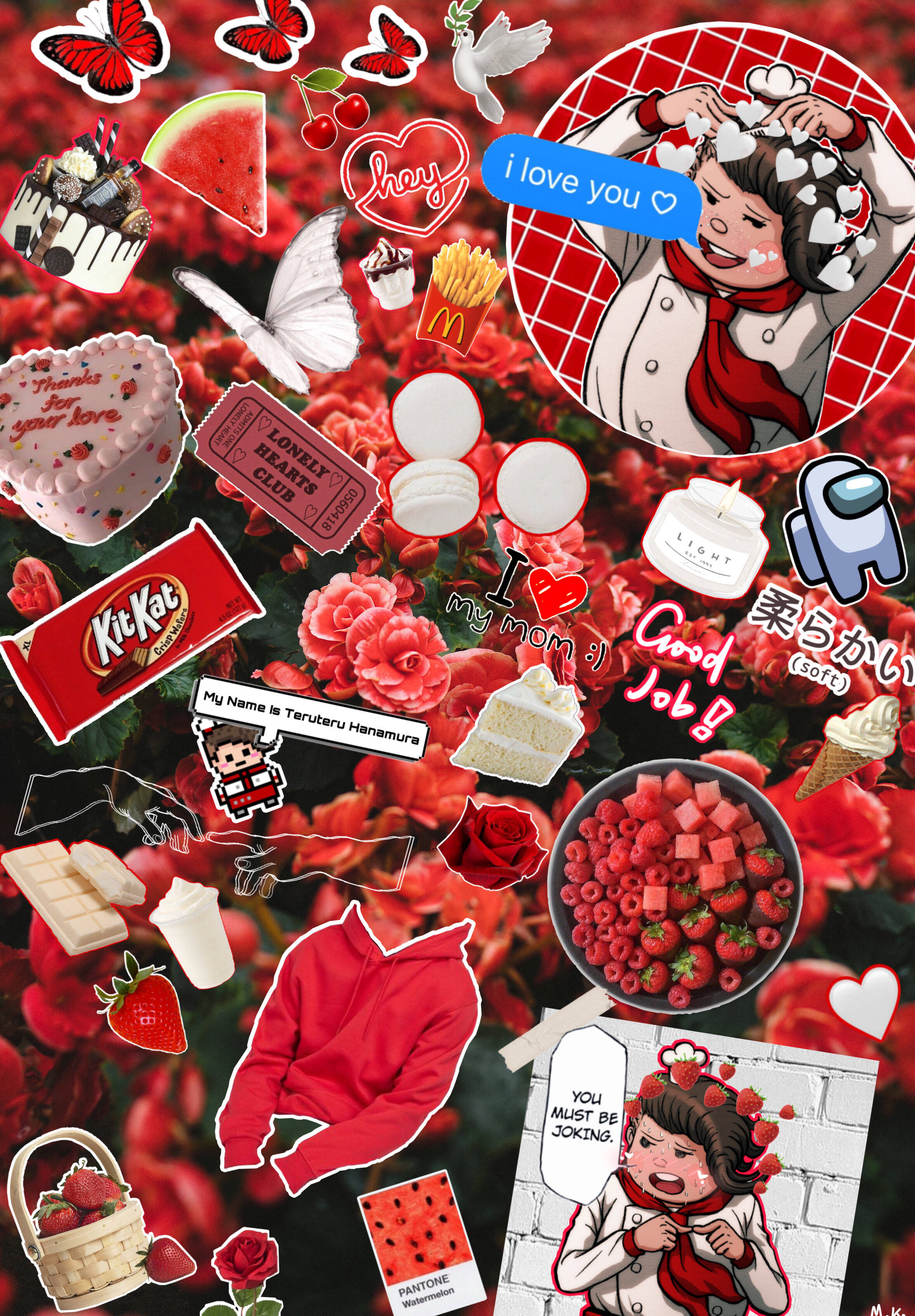 Красные цветы Kitkat Picsart Шпалери