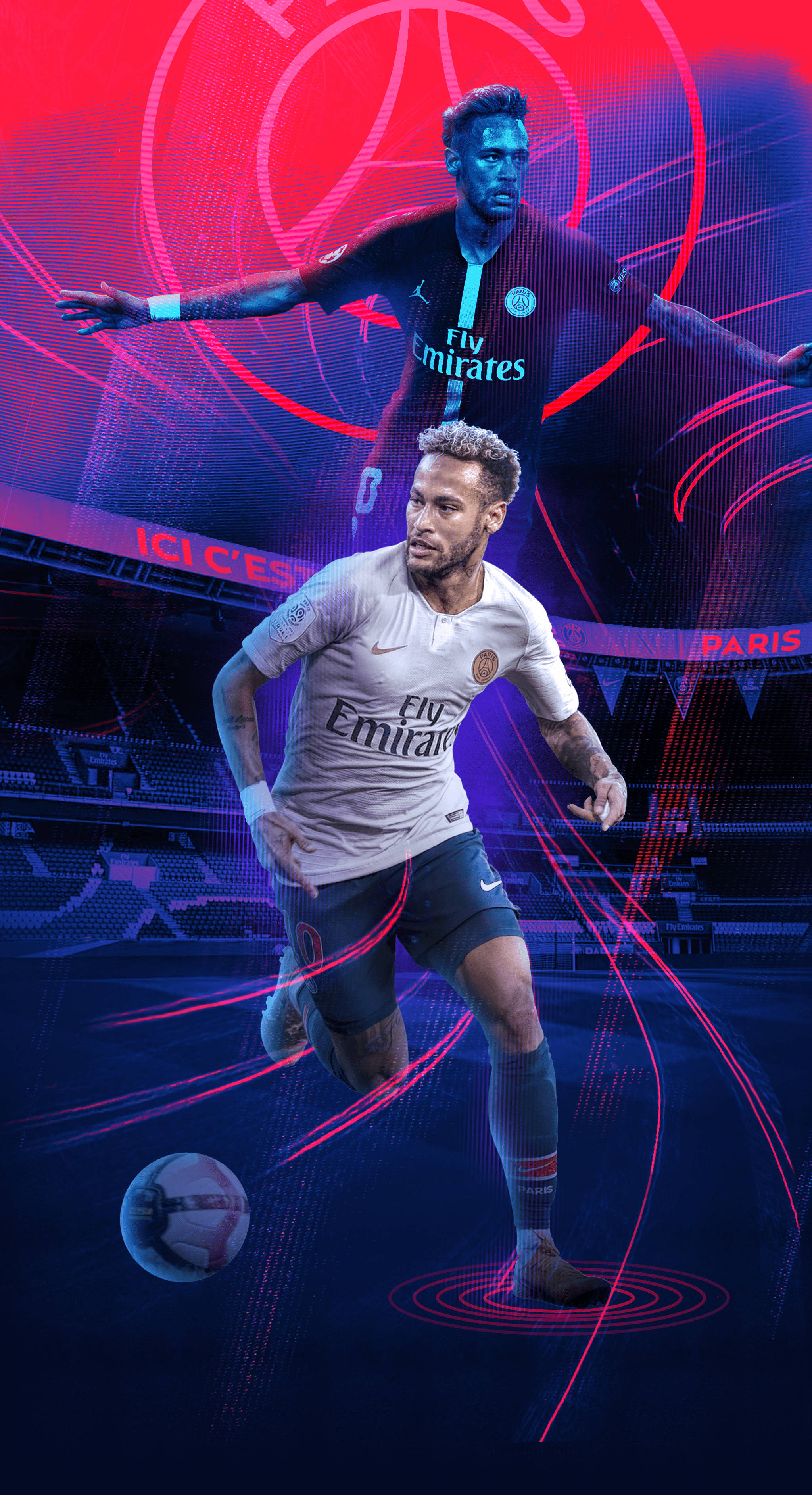 Крутий Neymar Jr червоний та фіолетовий