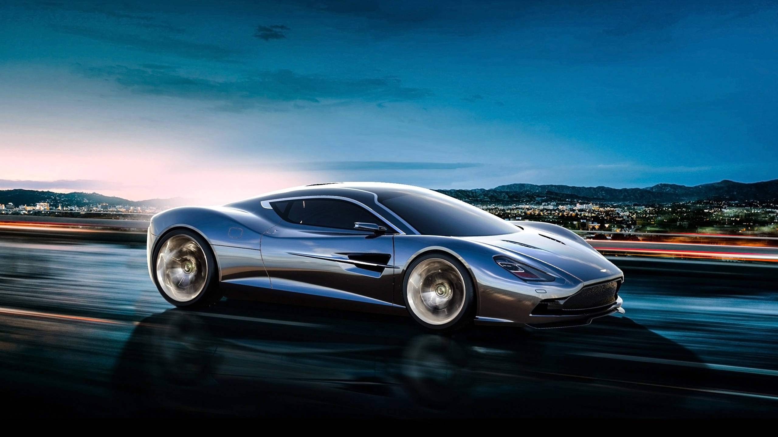 Крутий автомобіль синій Aston Martin Шпалери