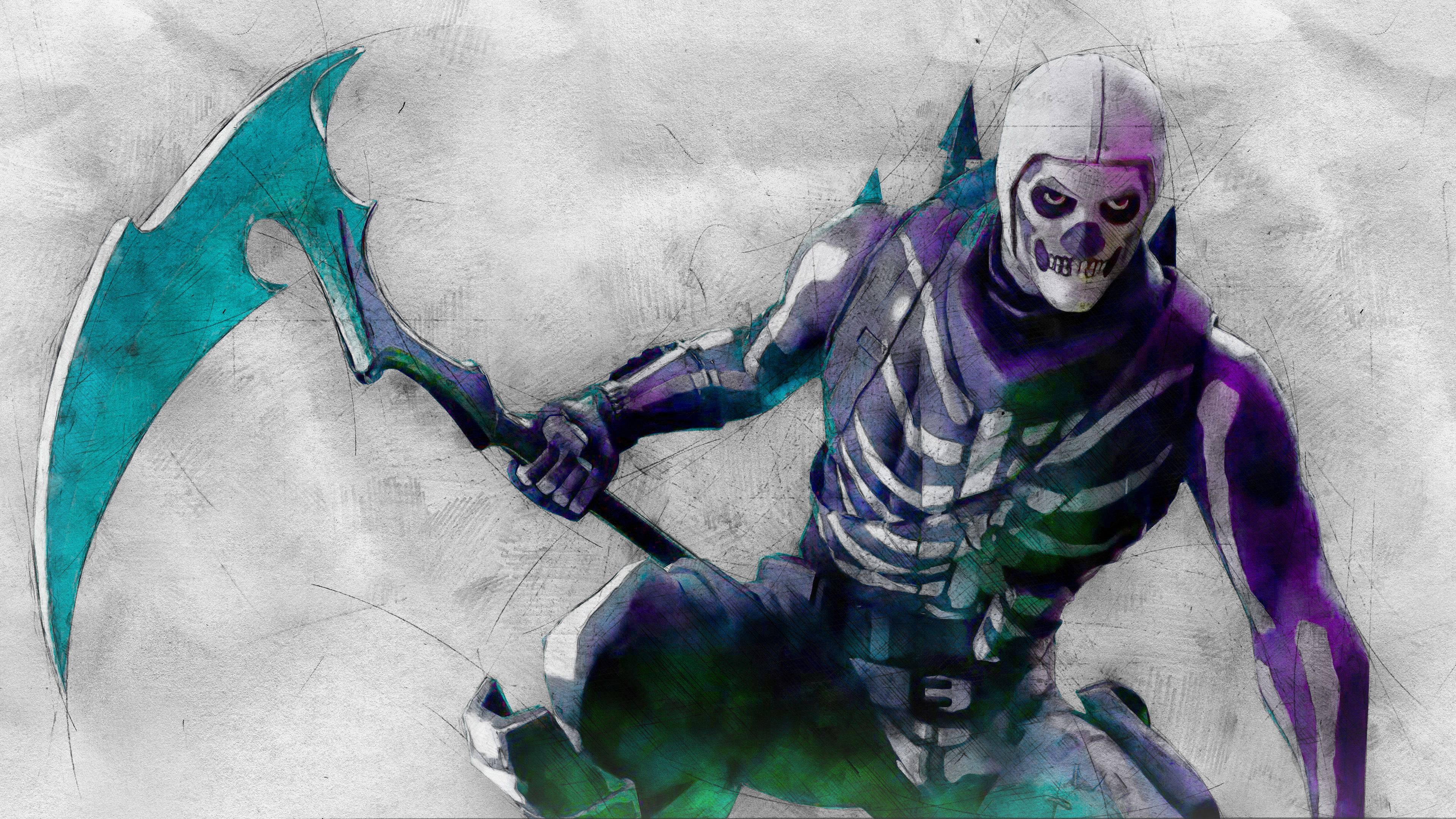 Крутий фон Fortnite зі Скелет-Труппером Шпалери