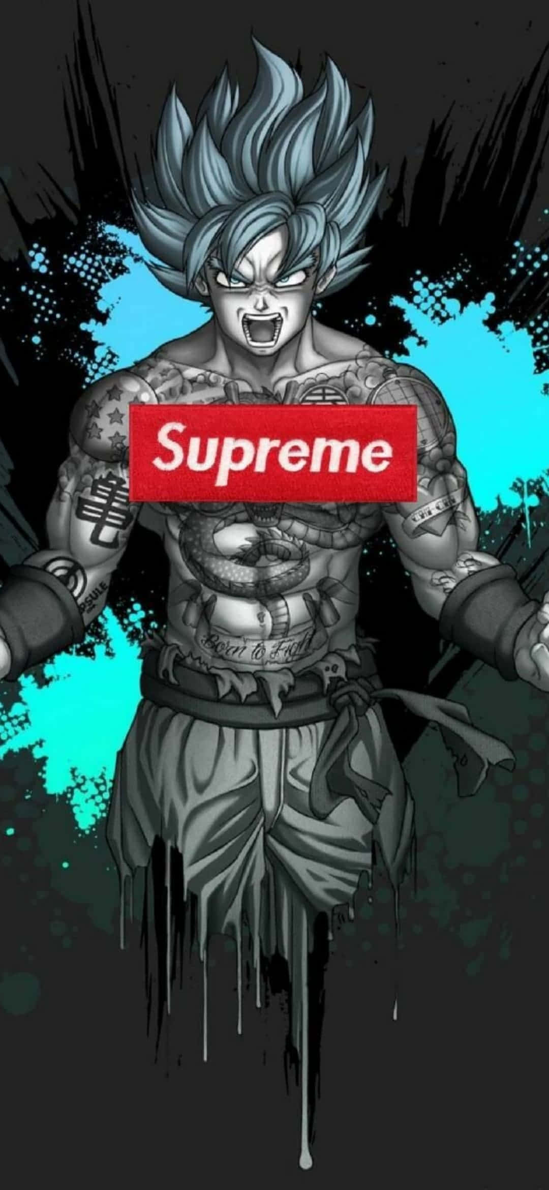 Крутой Supreme Drip Goku цифровой арт Шпалери