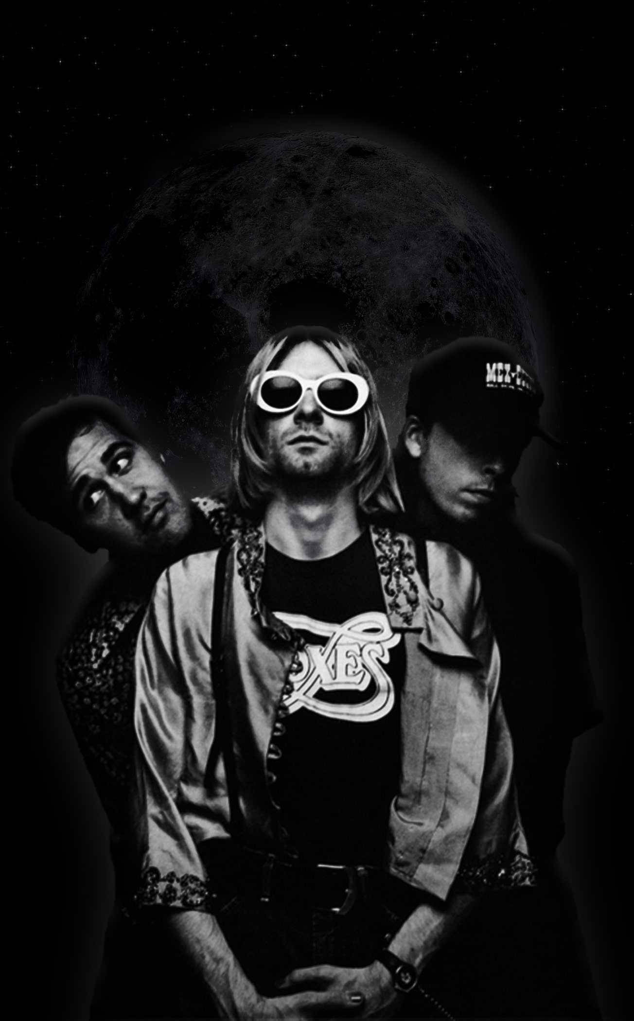 Культовая группа Nirvana в забавный момент Шпалери