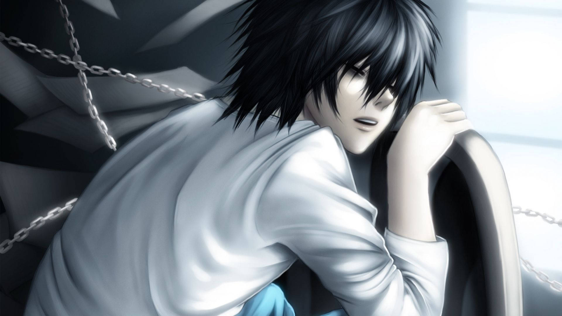 Аніме хлопець Л Лоулайт з Death Note спить шпалери