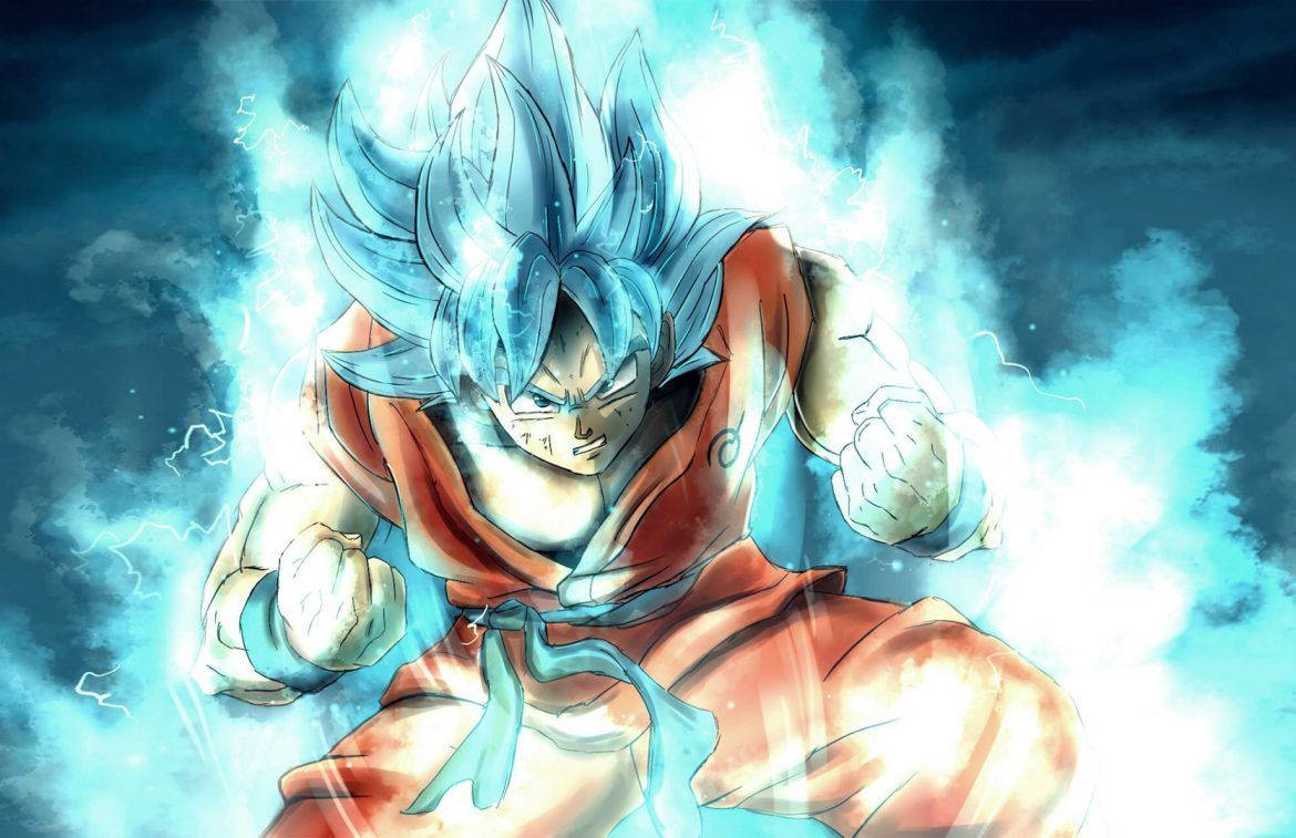 Dragon Ball Z Сан Ґоку супер саян із синім вогнем, супер Бролі, аніме-персонаж.