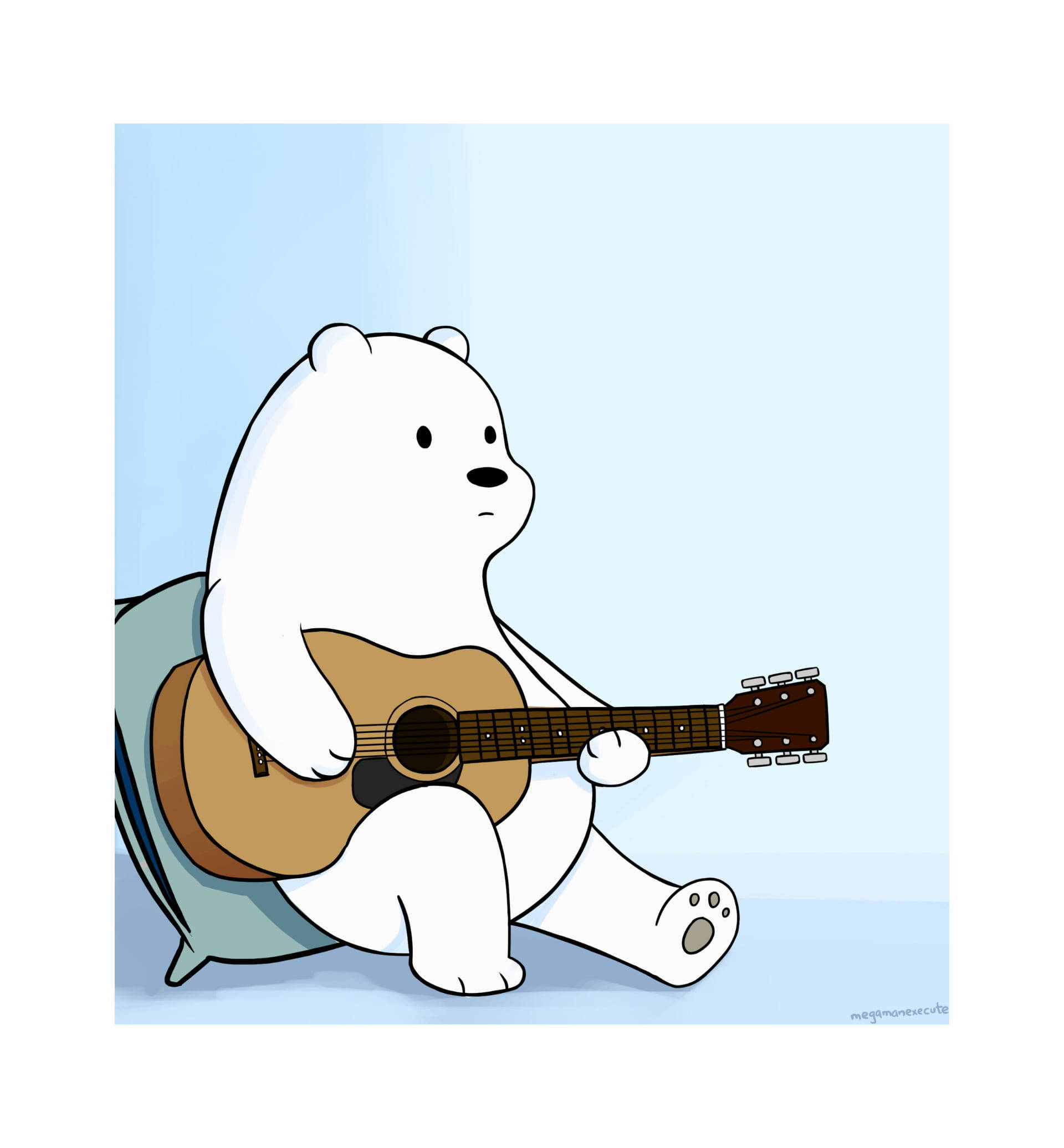 Ледяной Медведь из «We Bare Bears» играет на гитаре Шпалери