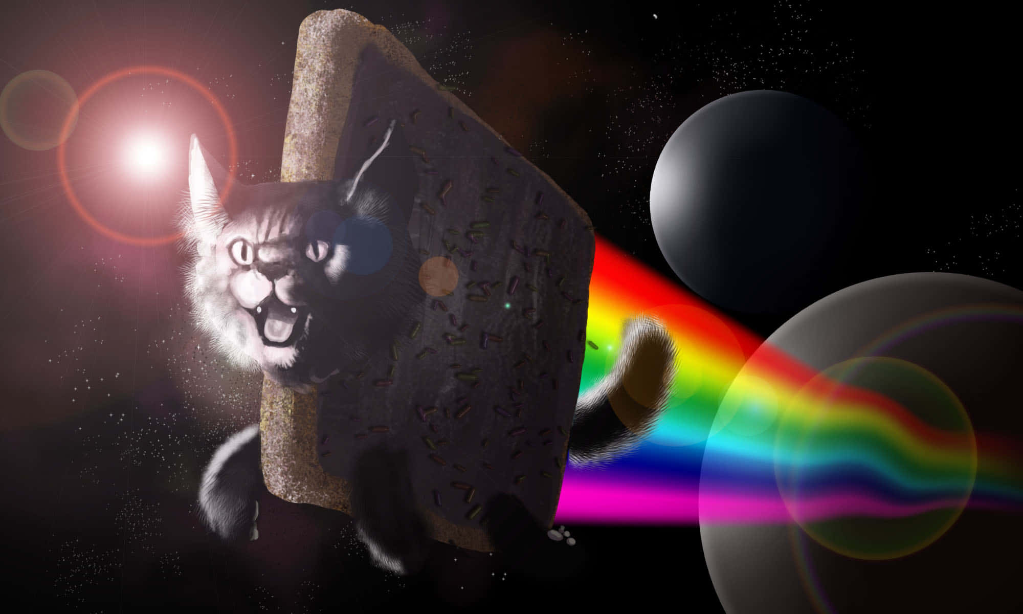 Летючий Nyan Cat мем для ноутбука Шпалери