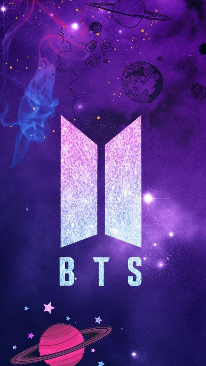 Логотип BTS у космосі з планетою Шпалери