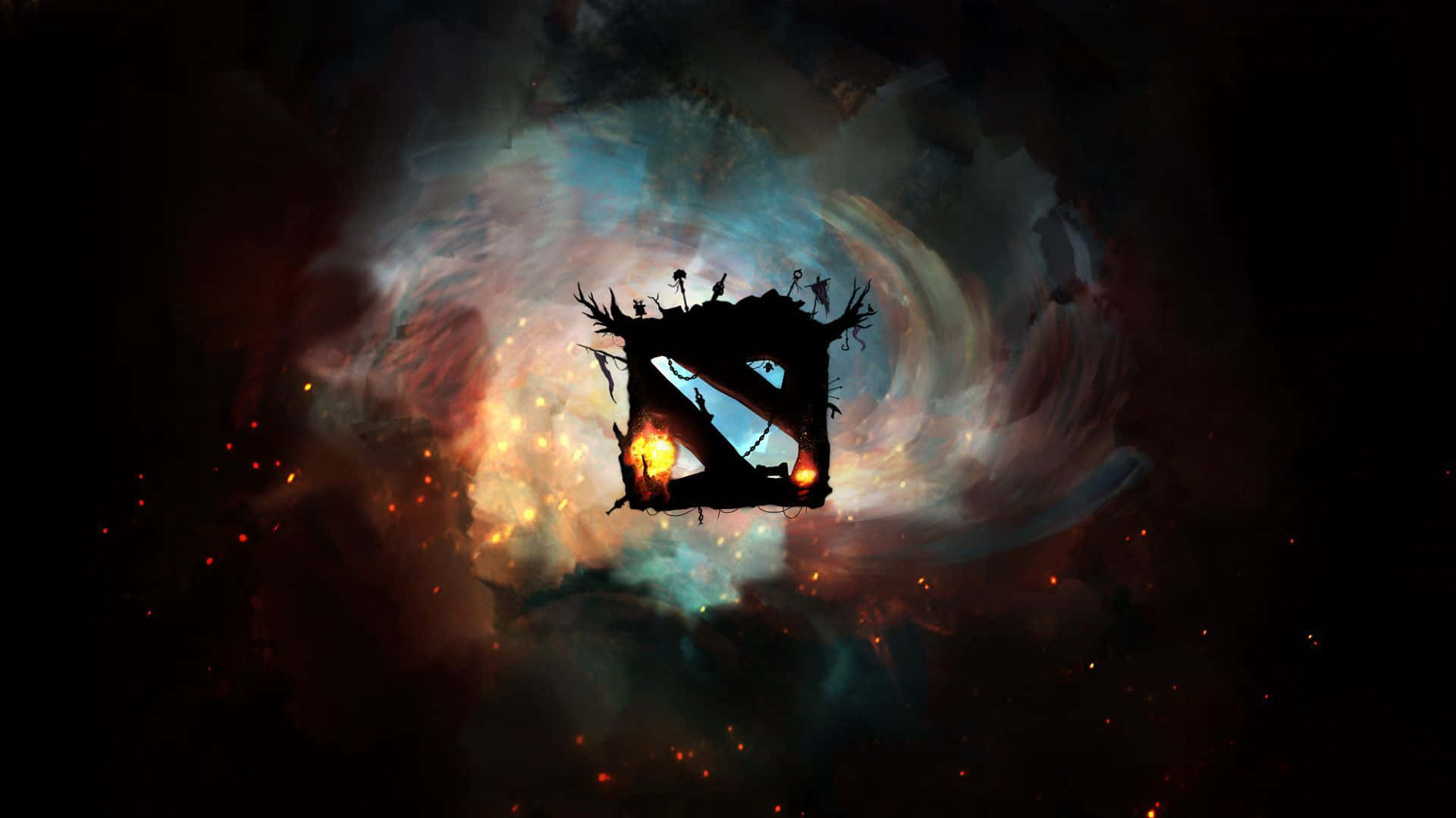 Логотип Dota з вогнем та димом Шпалери