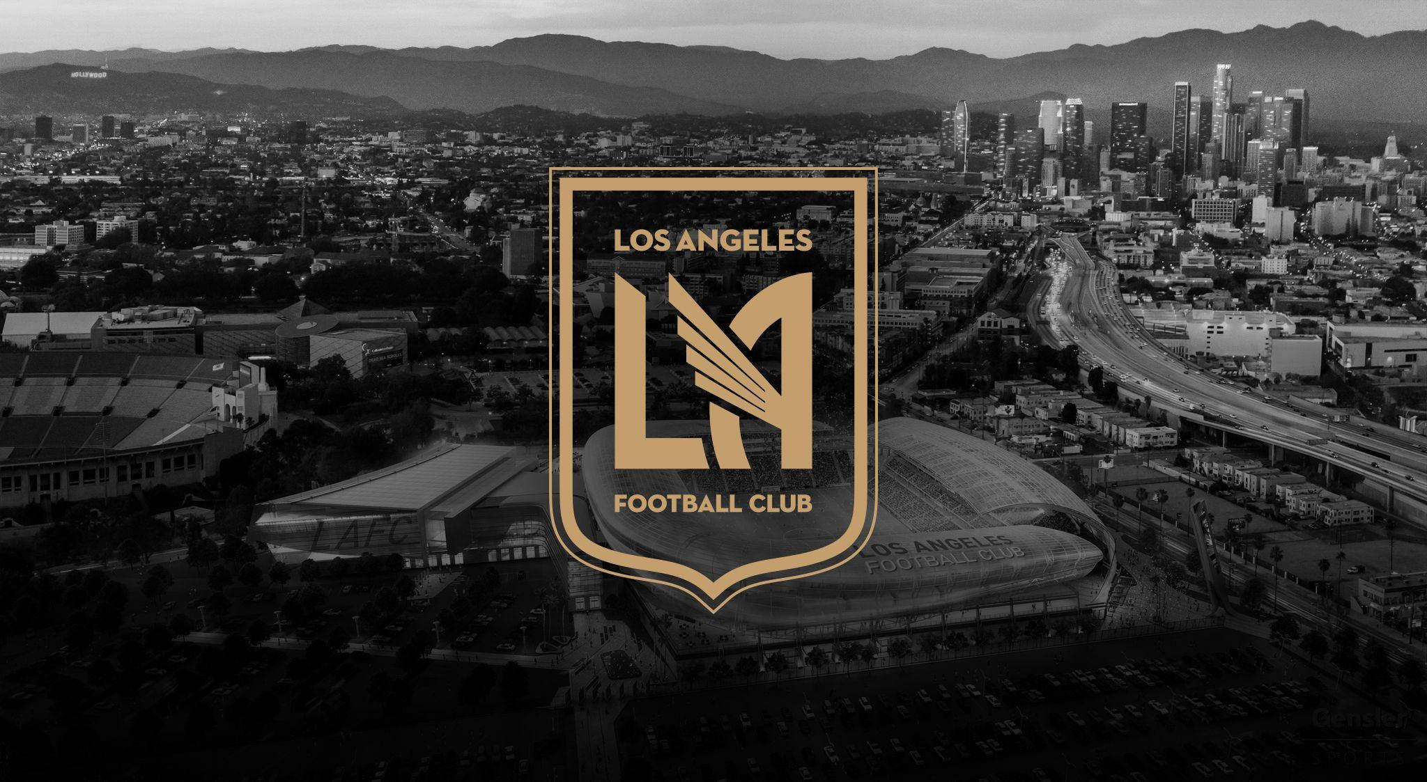 Логотип LAFC на чорно-білому тлі міста Шпалери