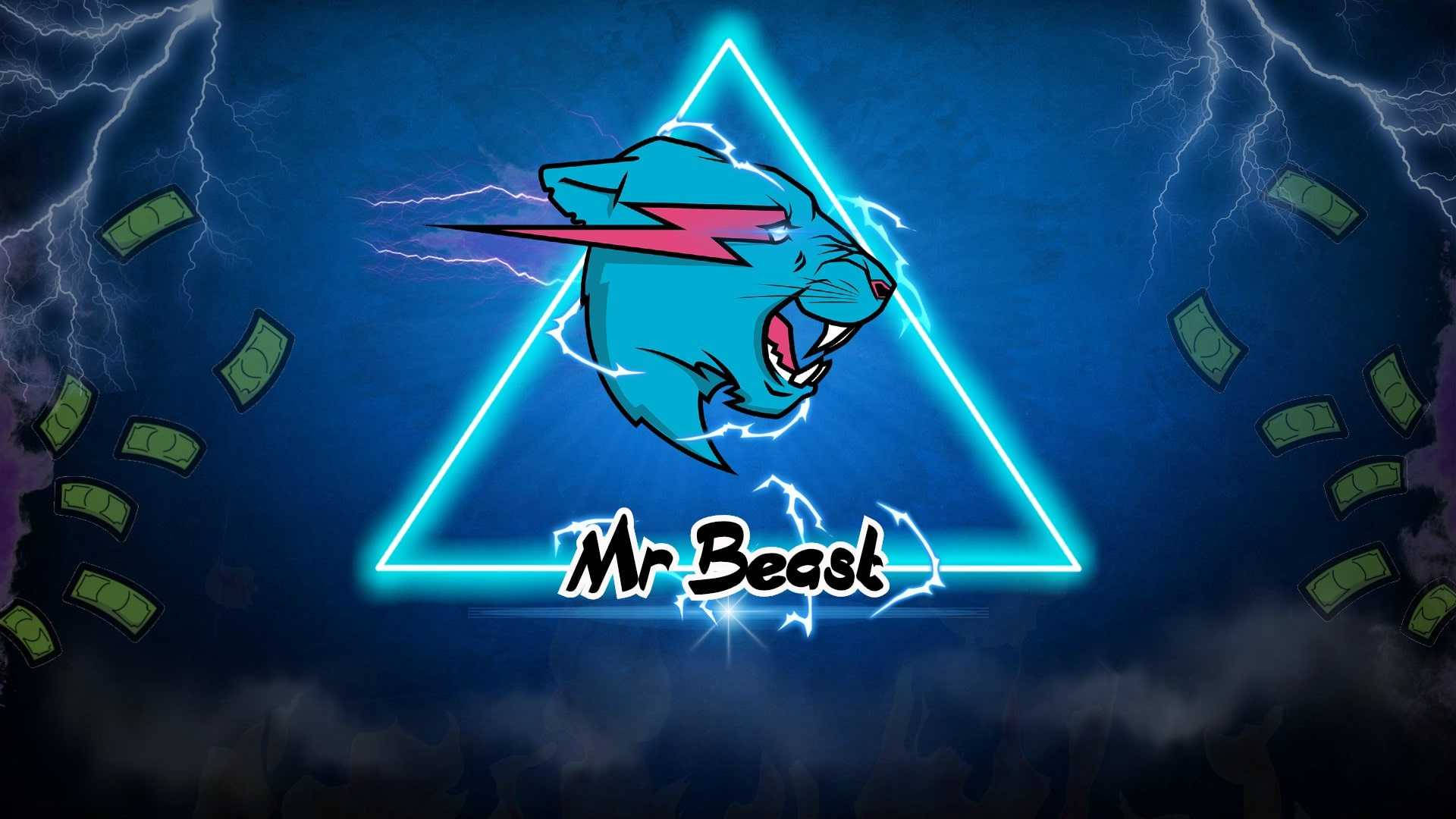 Логотип Mr Beast із неоновим трикутником Шпалери