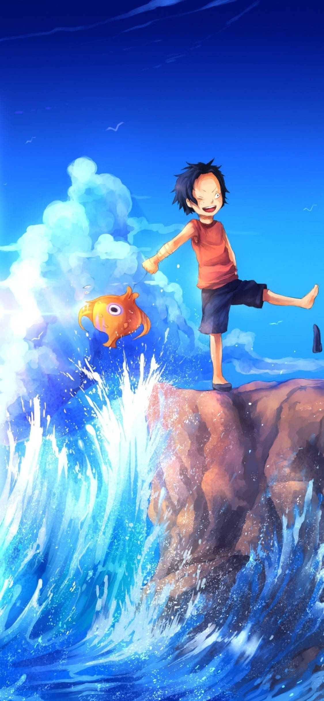 Луффі в океані One Piece для iPhone Шпалери