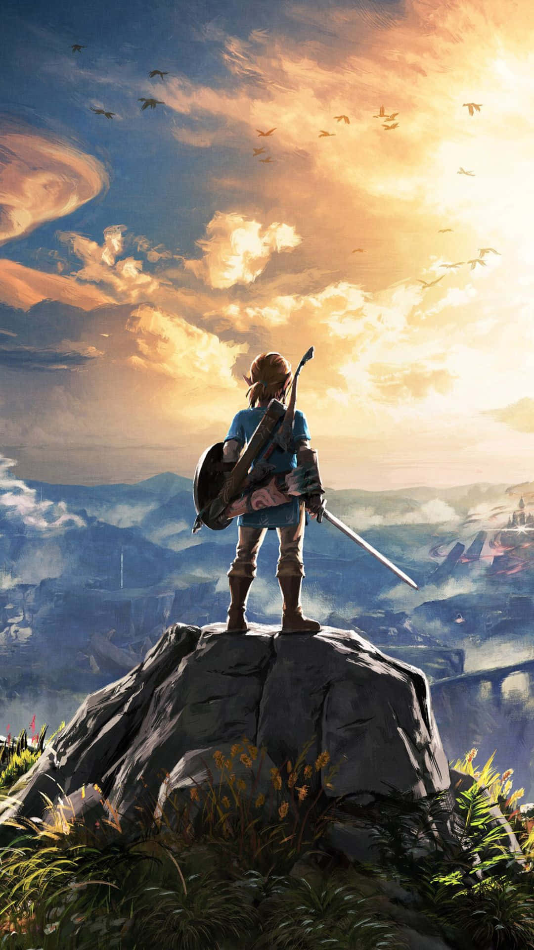 Лінк стоїть на камені Zelda Botw Шпалери