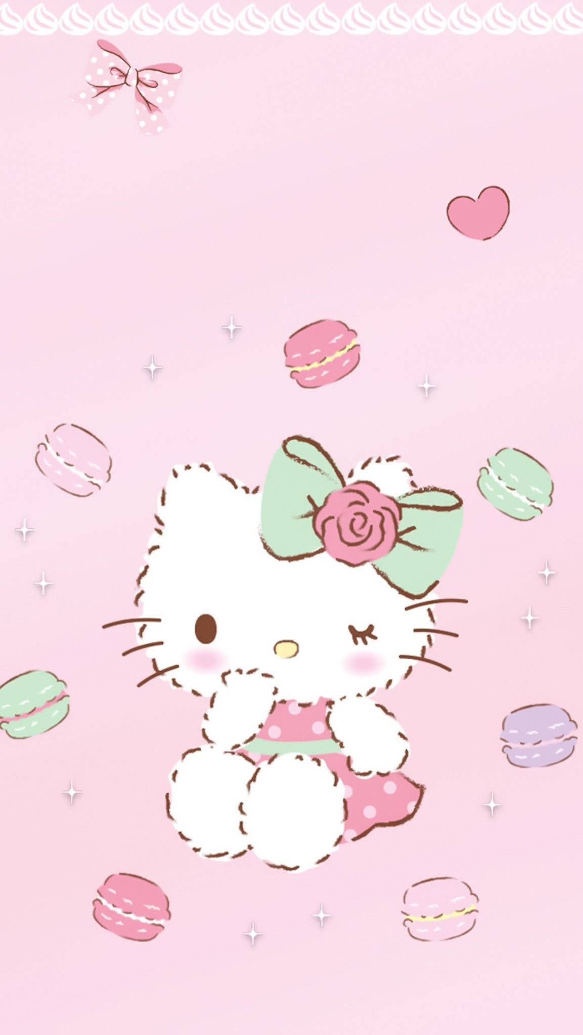 Макаруни та мультяшний Hello Kitty PFP Шпалери