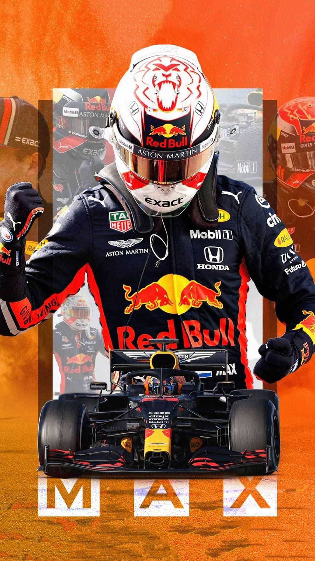 Макс Ферстаппен за кермом свого фірмового боліда Red Bull Шпалери