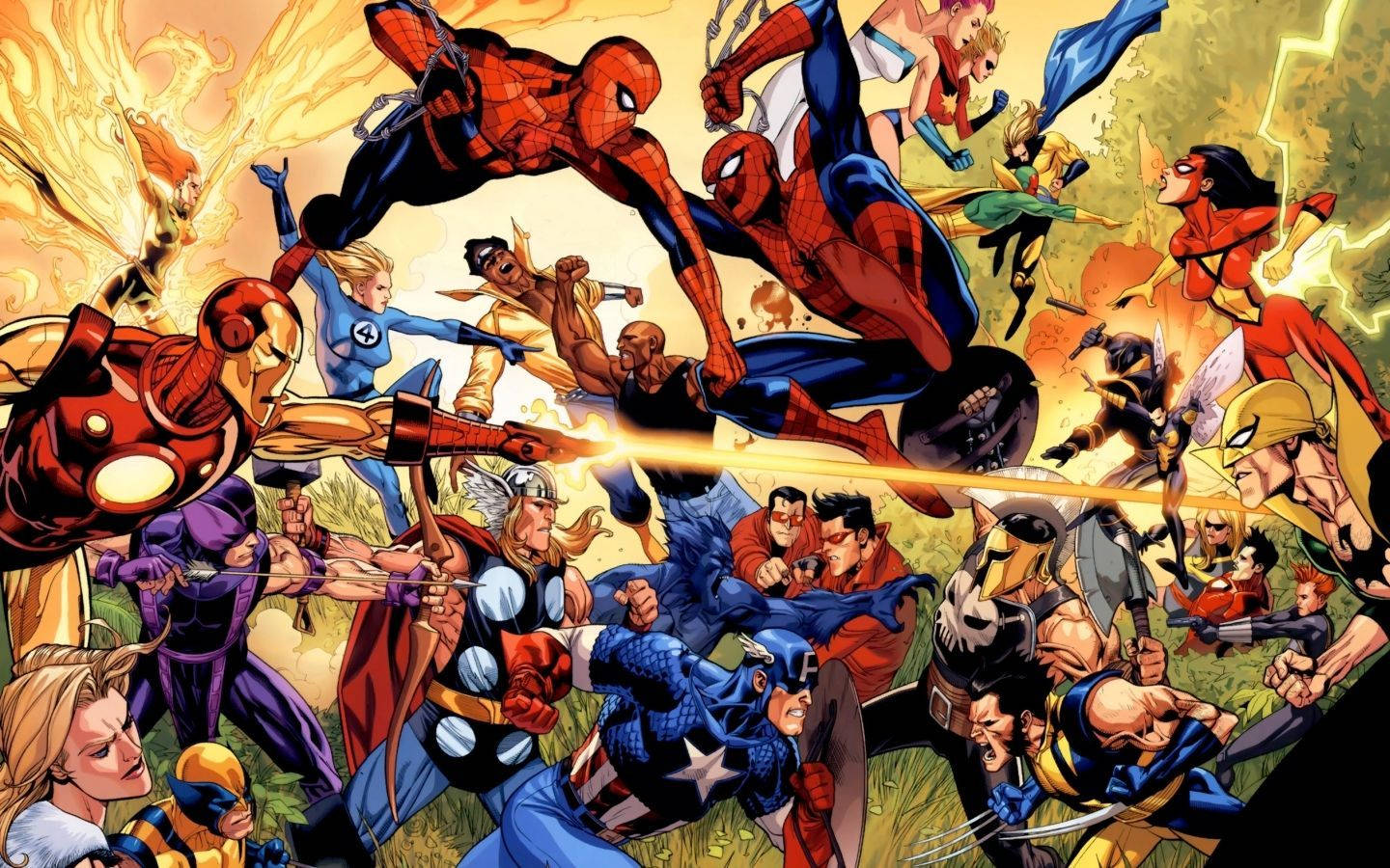 Супергерої Marvel на одному коміксному фоні з лиходієм.