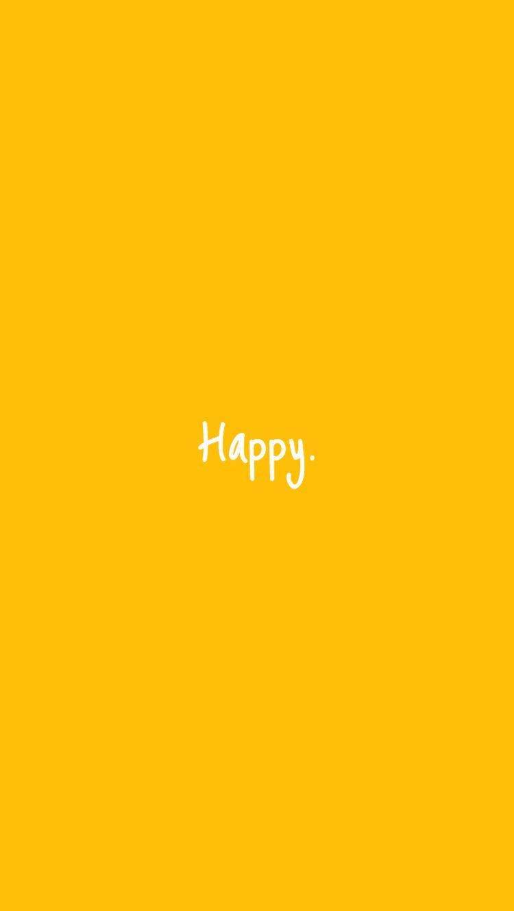 Мила пастельно-жёлтая эстетика с надписью Happy Шпалери