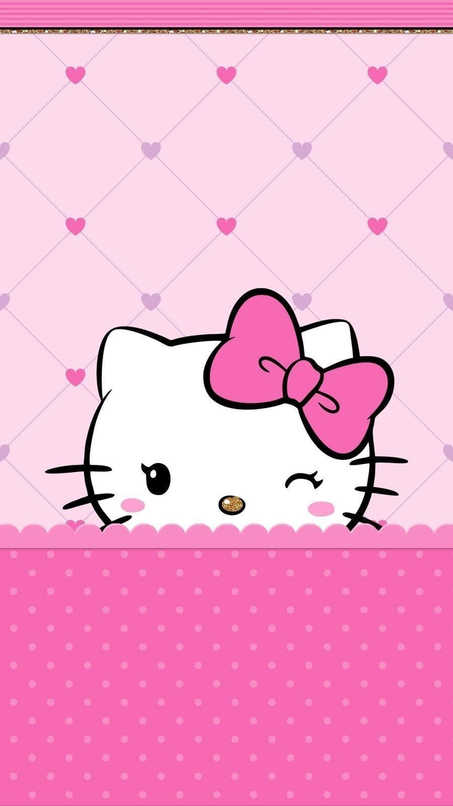 Мила рожева Hello Kitty підморгує Шпалери
