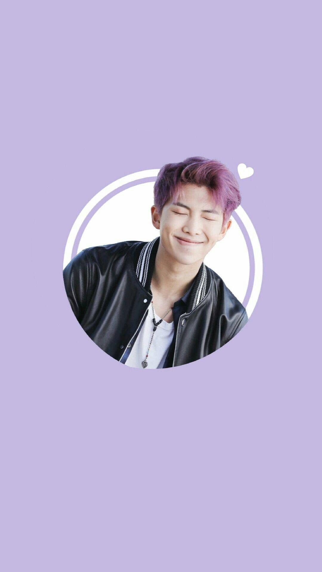 Милашка BTS RM в кругу на фіолетовому Шпалери