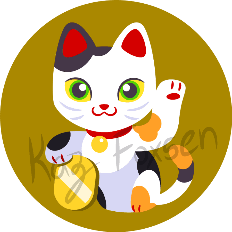 Милий малюнок кота удачі Шпалери