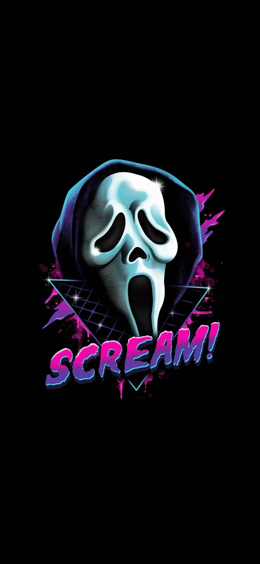 Мінімалістичний милый Ghostface на чорному фоні Шпалери
