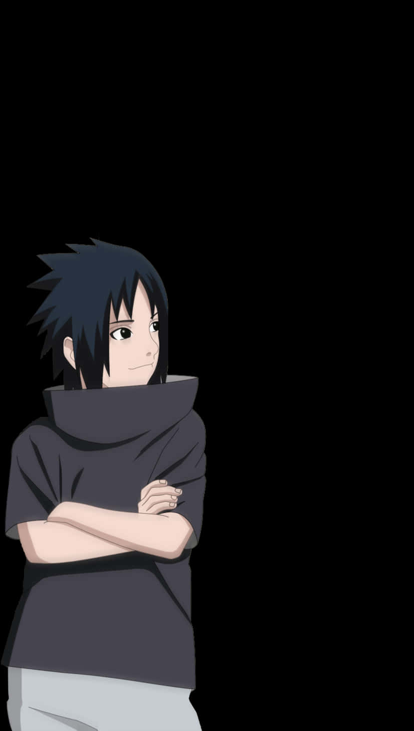 Молодой аниме-персонаж на черном фоне Шпалери
