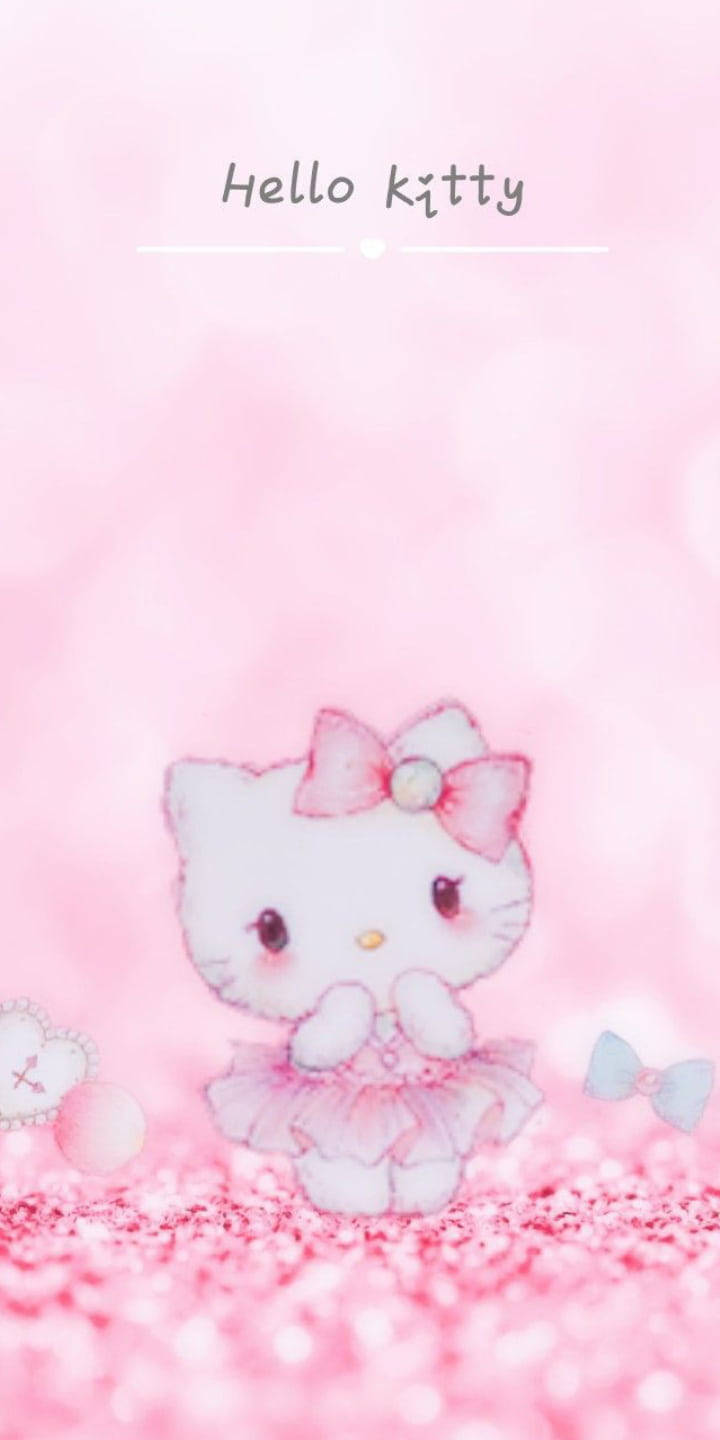 Мрійливий рожевий фон Hello Kitty з розмиттям Шпалери