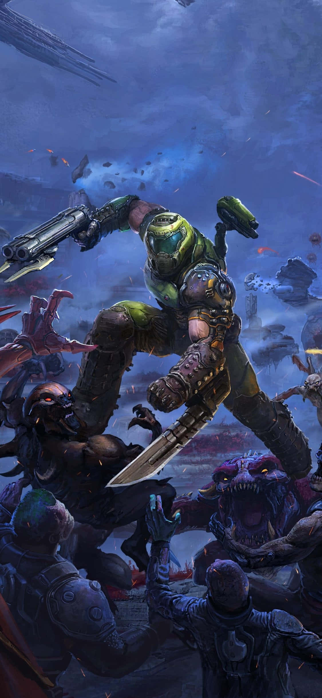 Наслаждайтесь захватывающим экшеном Doom Eternal на вашем iPhone Шпалери