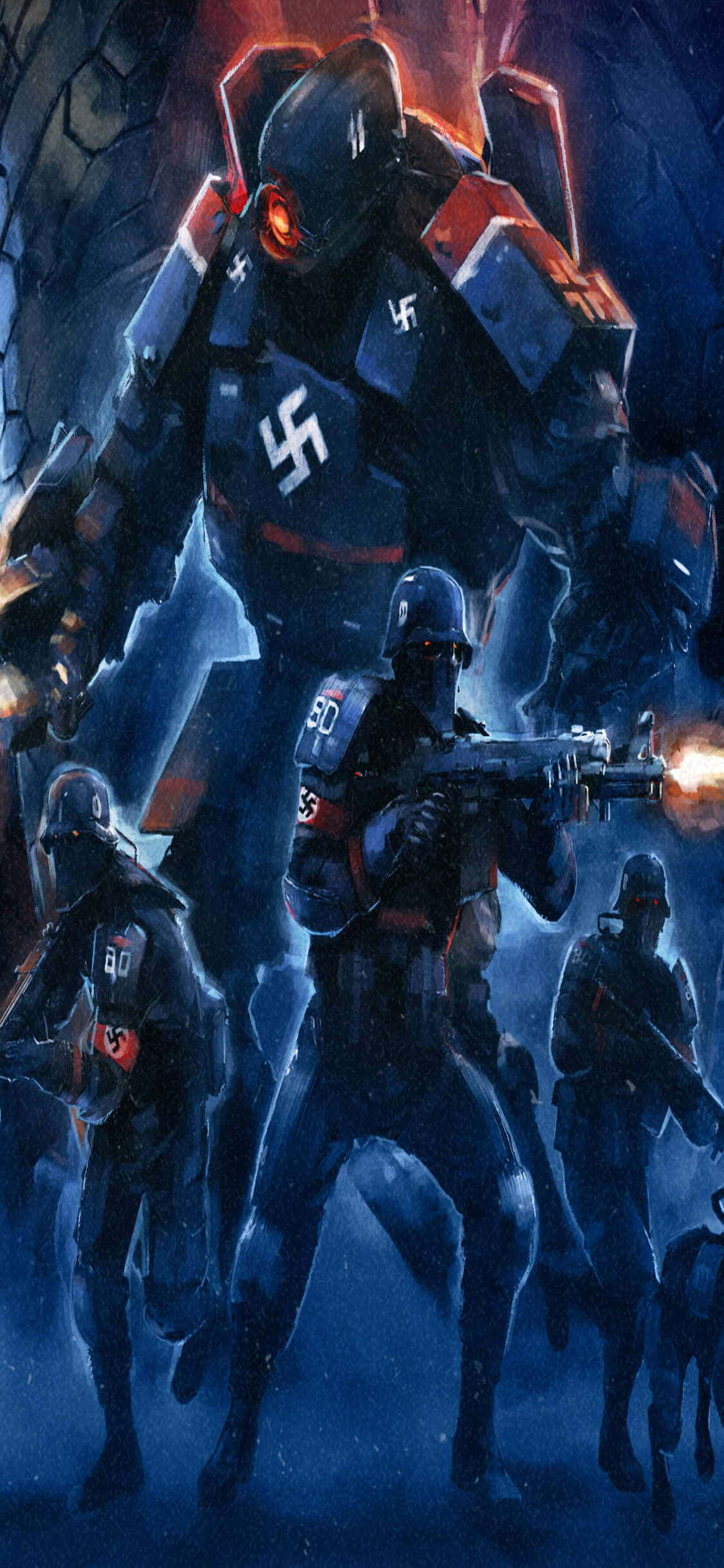 Нацистские солдаты Wolfenstein II для iPhone Xs Шпалери