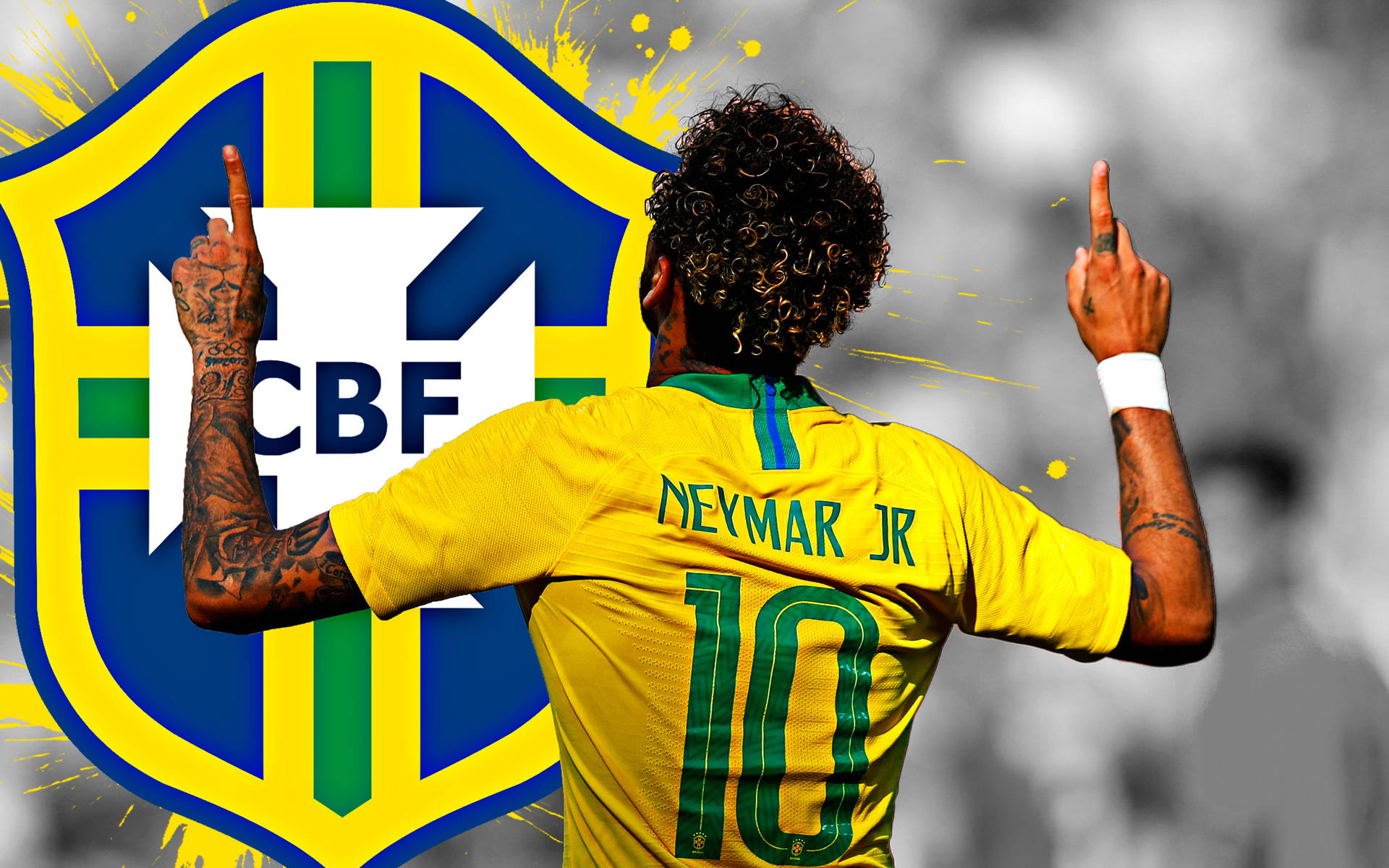 Неймар 4K з великим логотипом CBF — Неймар Шпалери