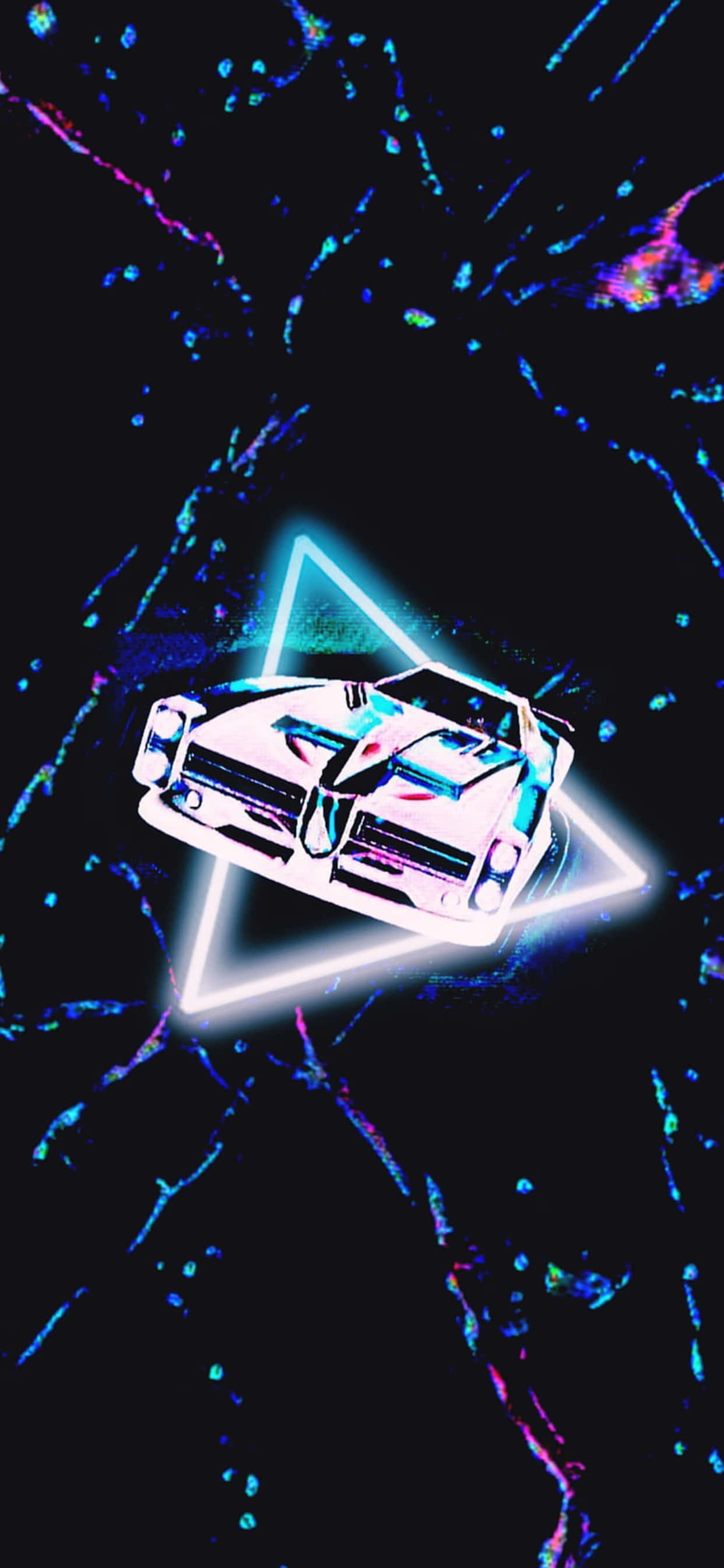 неоновая машина на чёрном фоне Шпалери