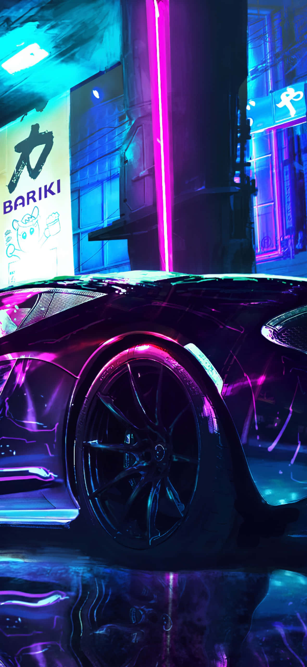 Неоновая Подсветка Pixel 3 Need For Speed Heat фон Шпалери