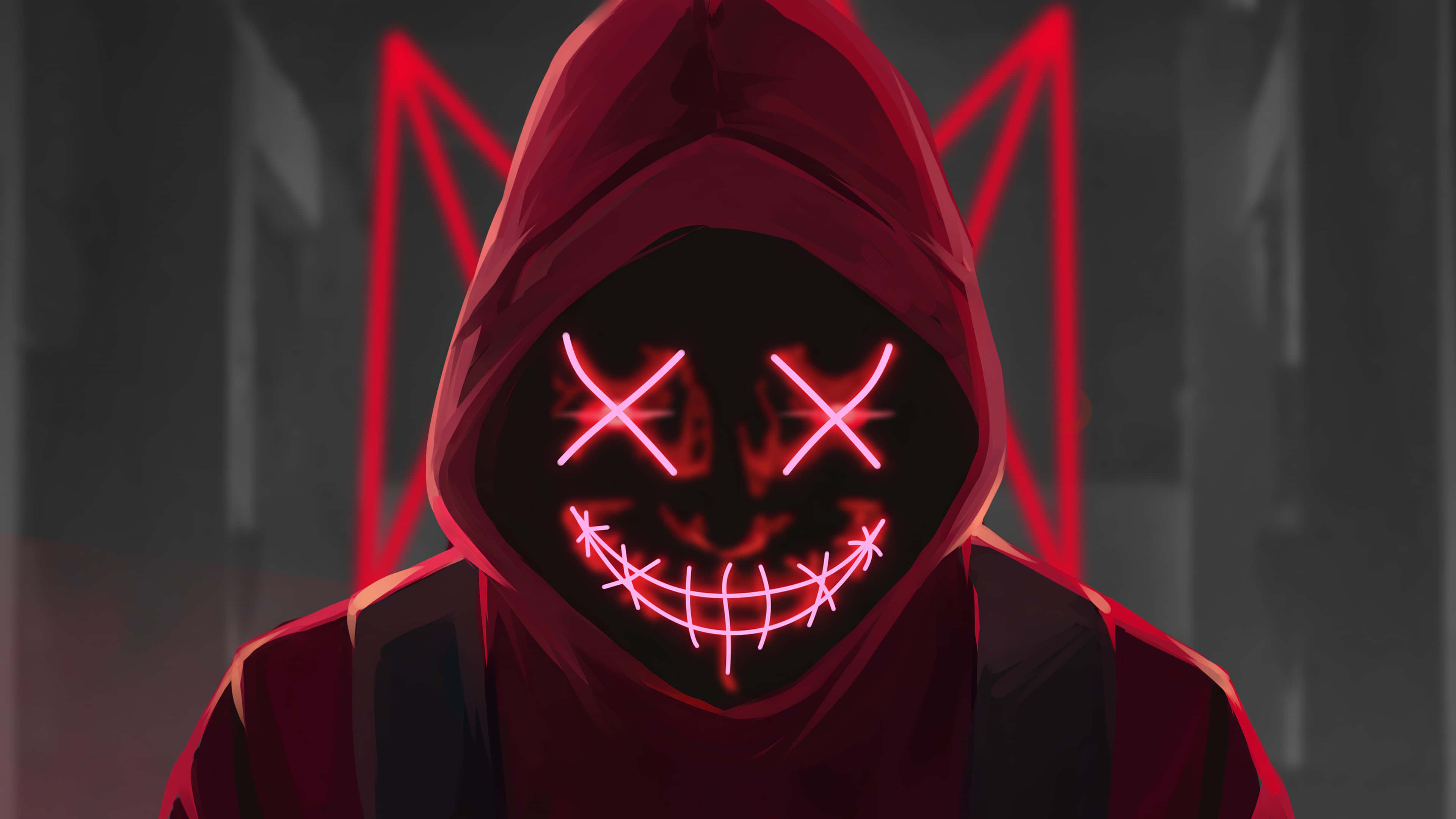 Неонове лицо червоне PFP Шпалери