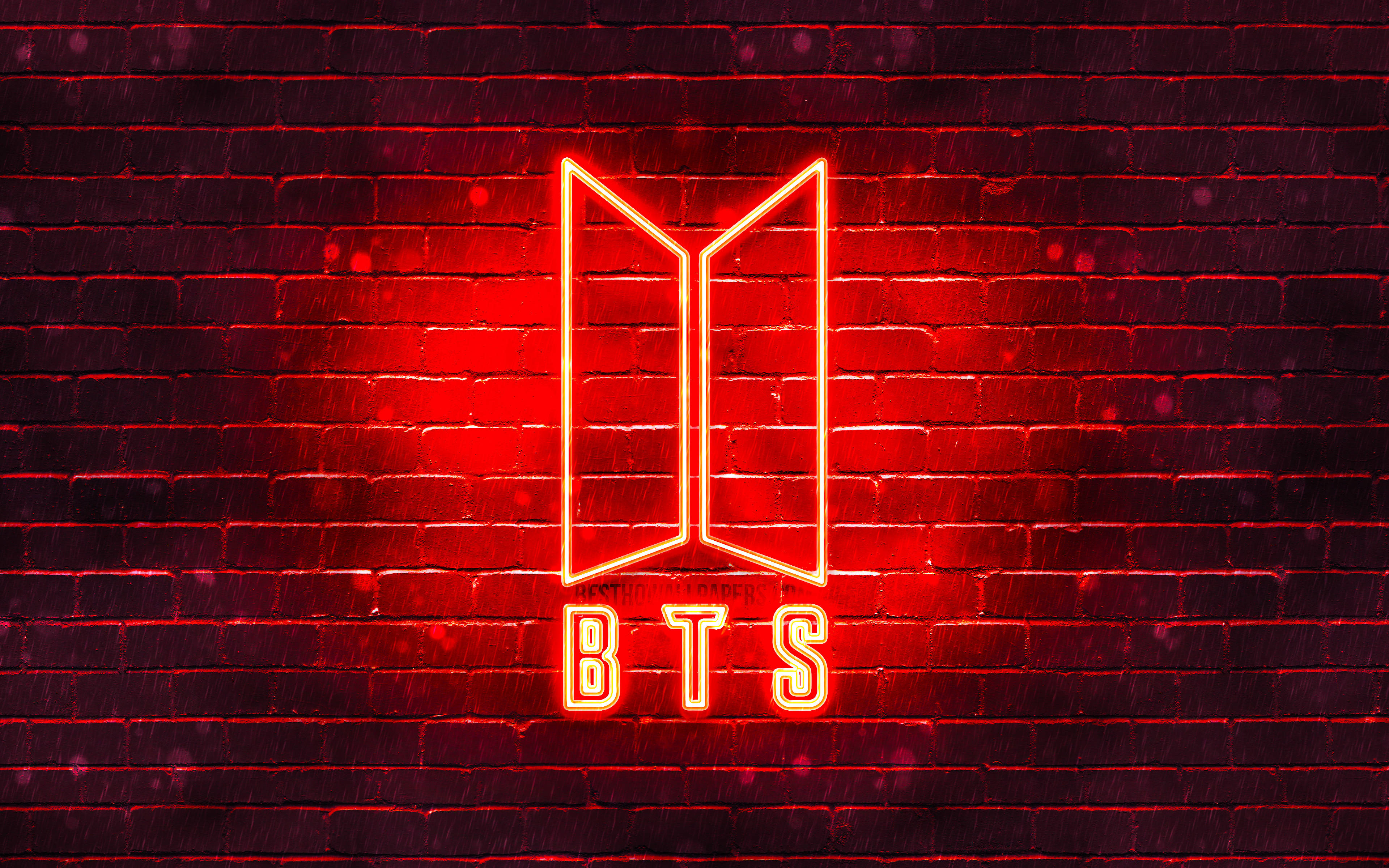 Неоновий червоний логотип BTS Шпалери