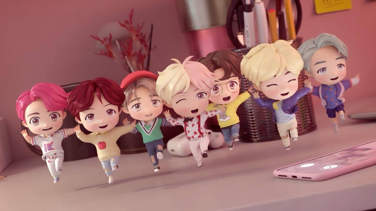 Ноутбук з танцюючими персонажами TinyTAN від BTS Шпалери