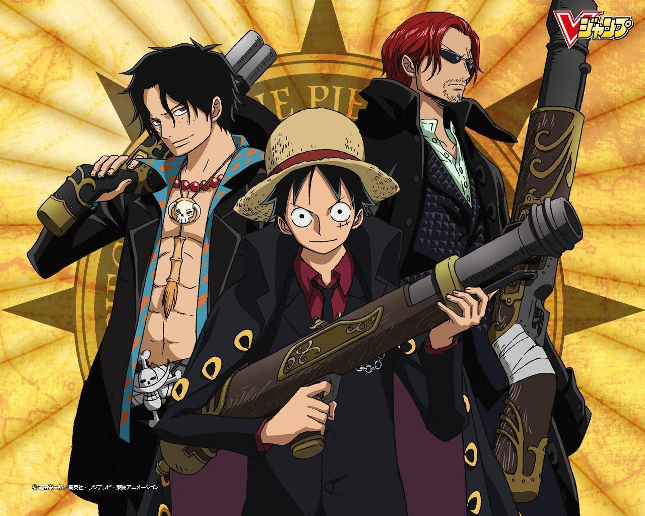 Озброєні Ейс, Луффі та Шенкс One Piece Шпалери