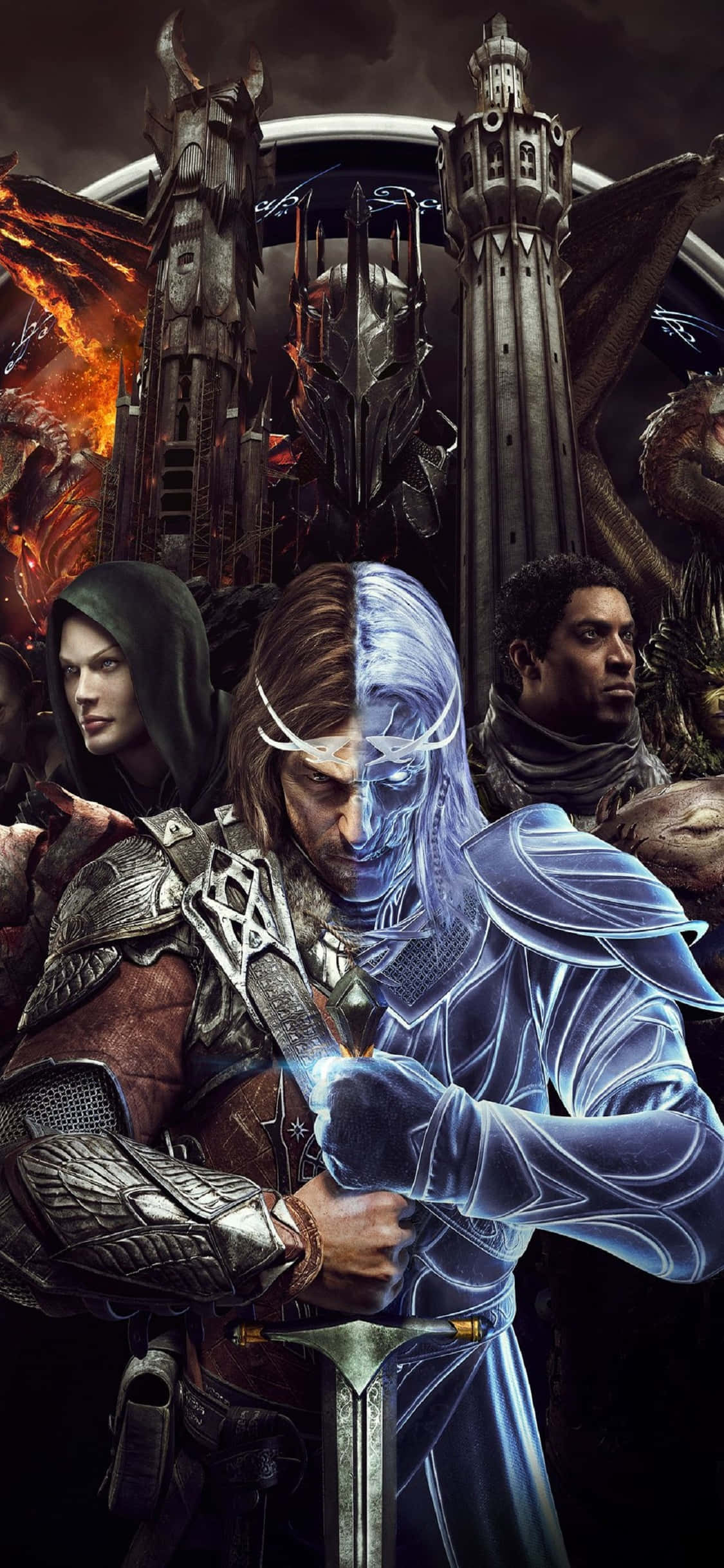 Персонажи на фоне iPhone X Shadow Of Mordor Шпалери