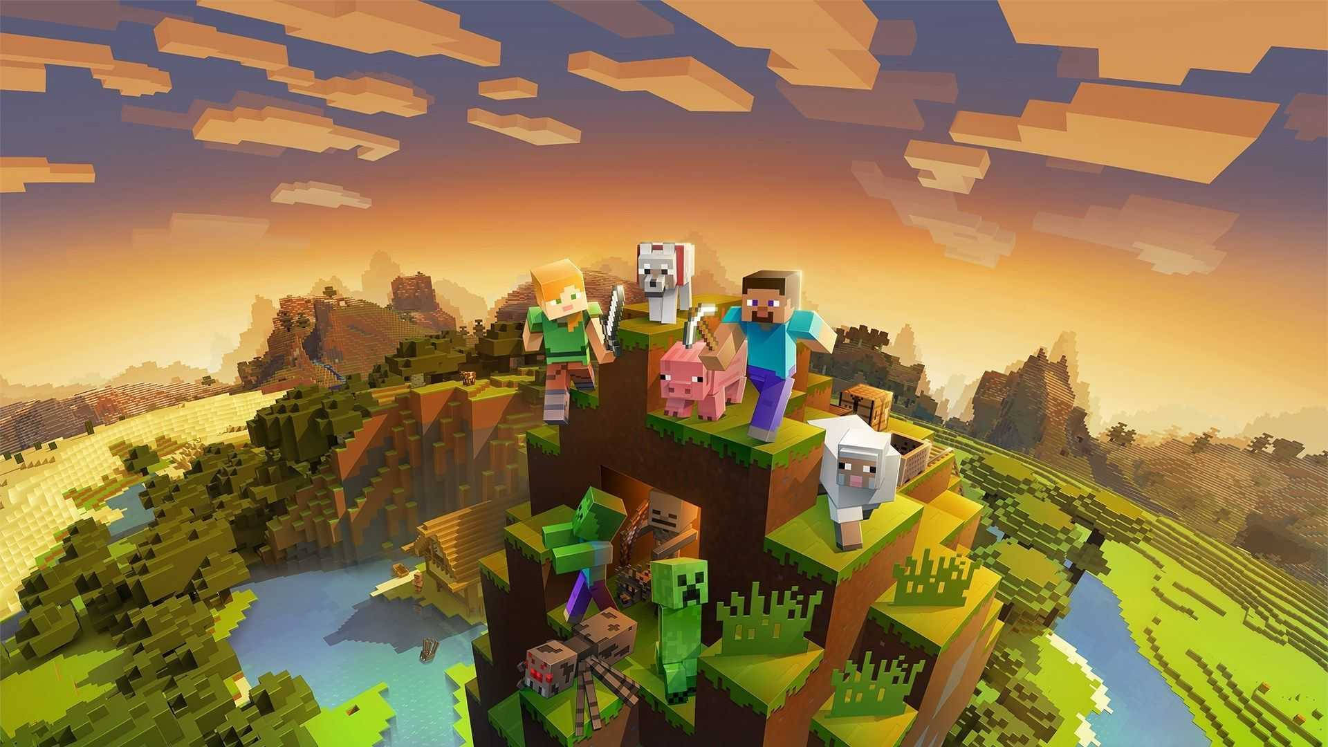 Вершина гори Персонажі Minecraft HD — Майнкрафт Шпалери