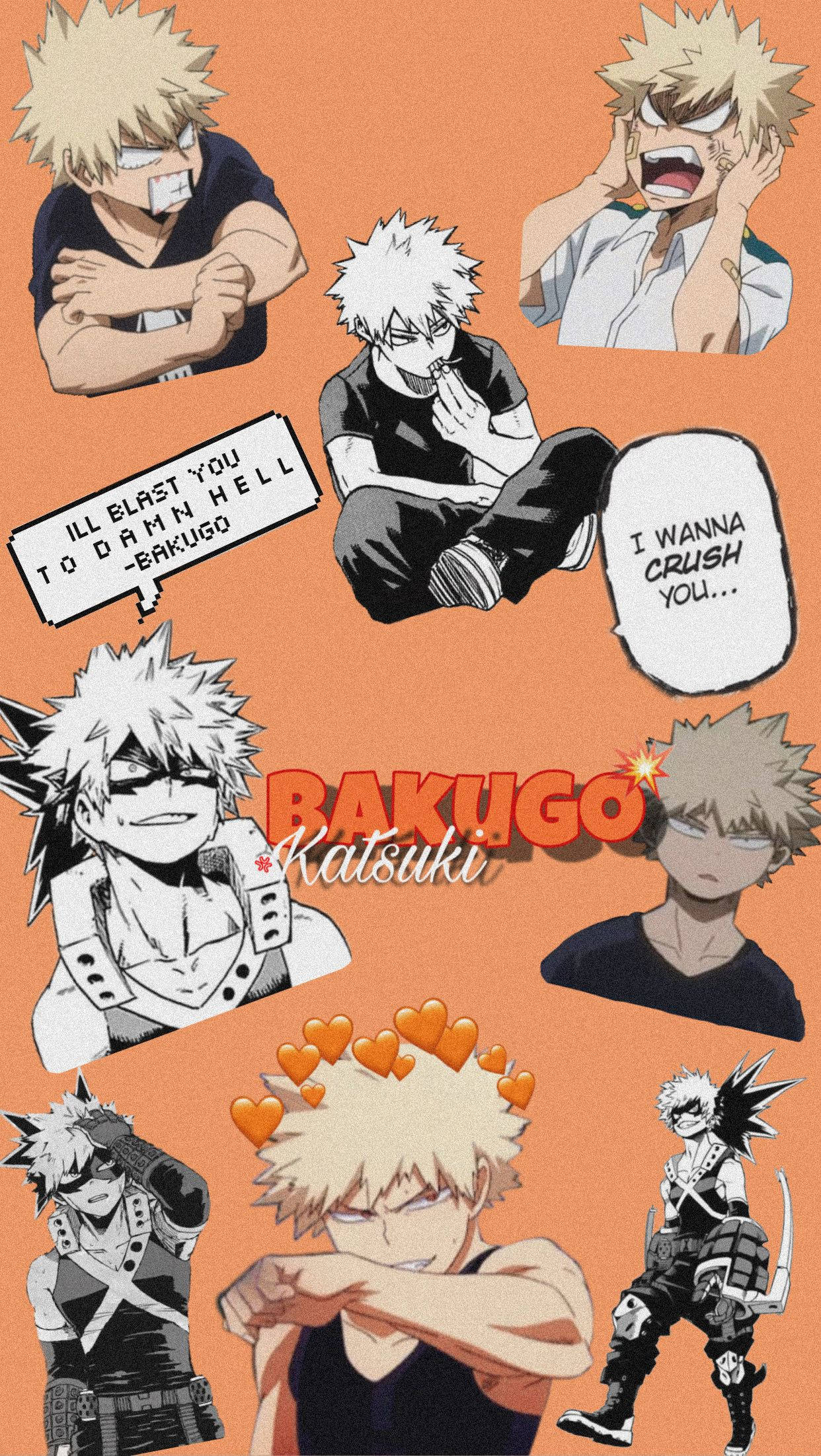 Помаранчева естетика My Hero Academia Кацукі Бакуґо цитати Шпалери