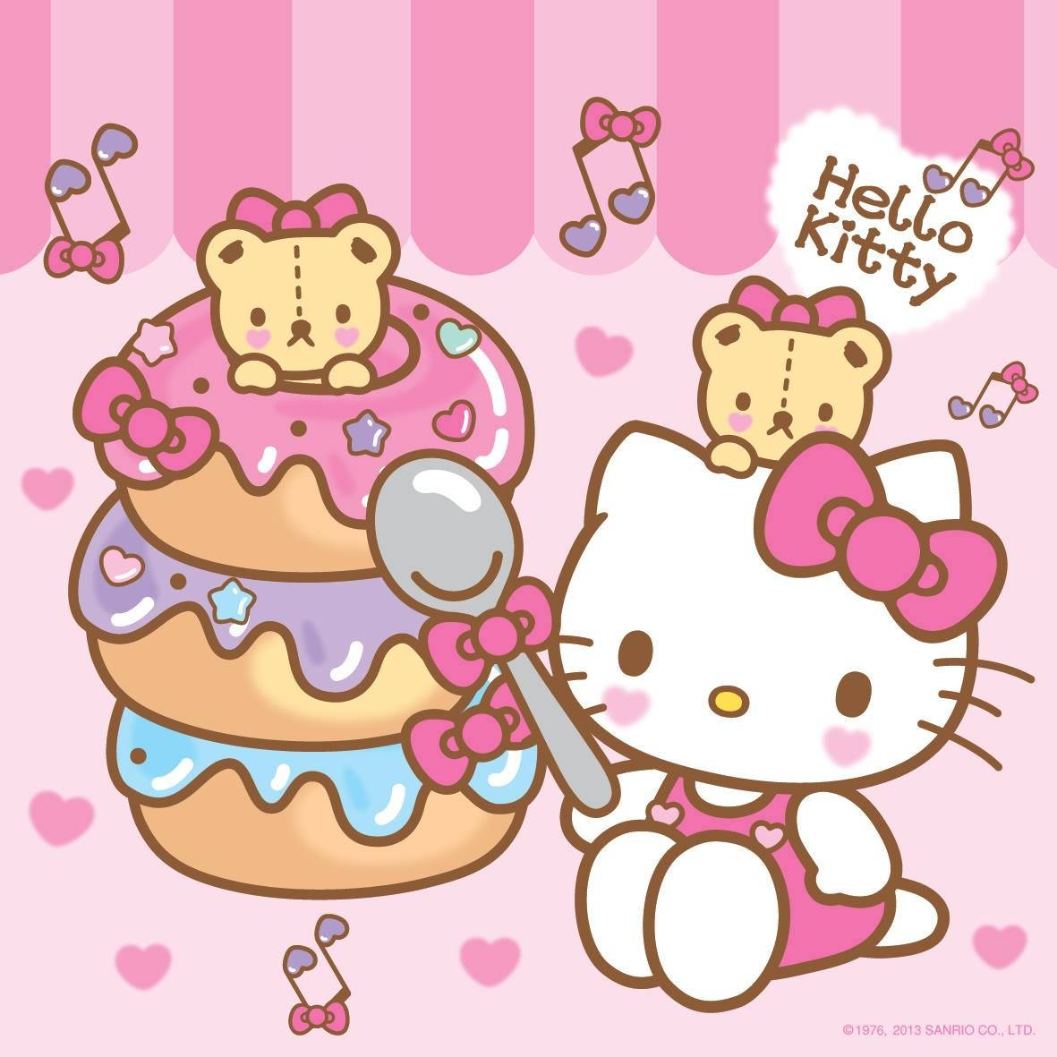 Пончики та мультяшний Hello Kitty PFP Шпалери