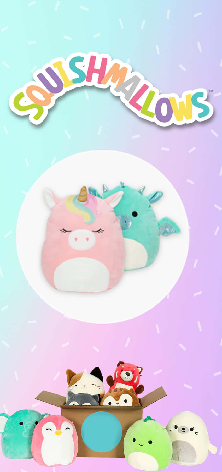 Портрет небесно-голубого и фиолетового Squishmallow Background Шпалери