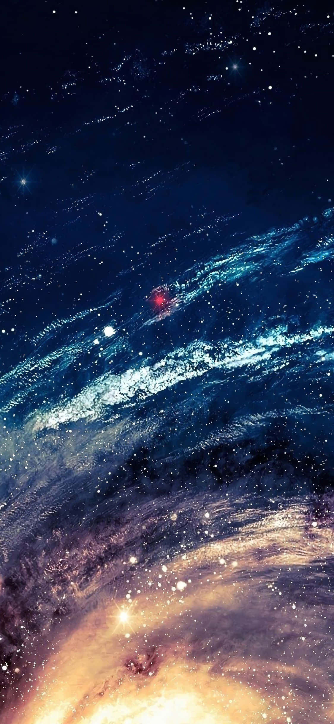 Почувствуйте силу галактики в своих руках с Blue Galaxy iPhone Шпалери